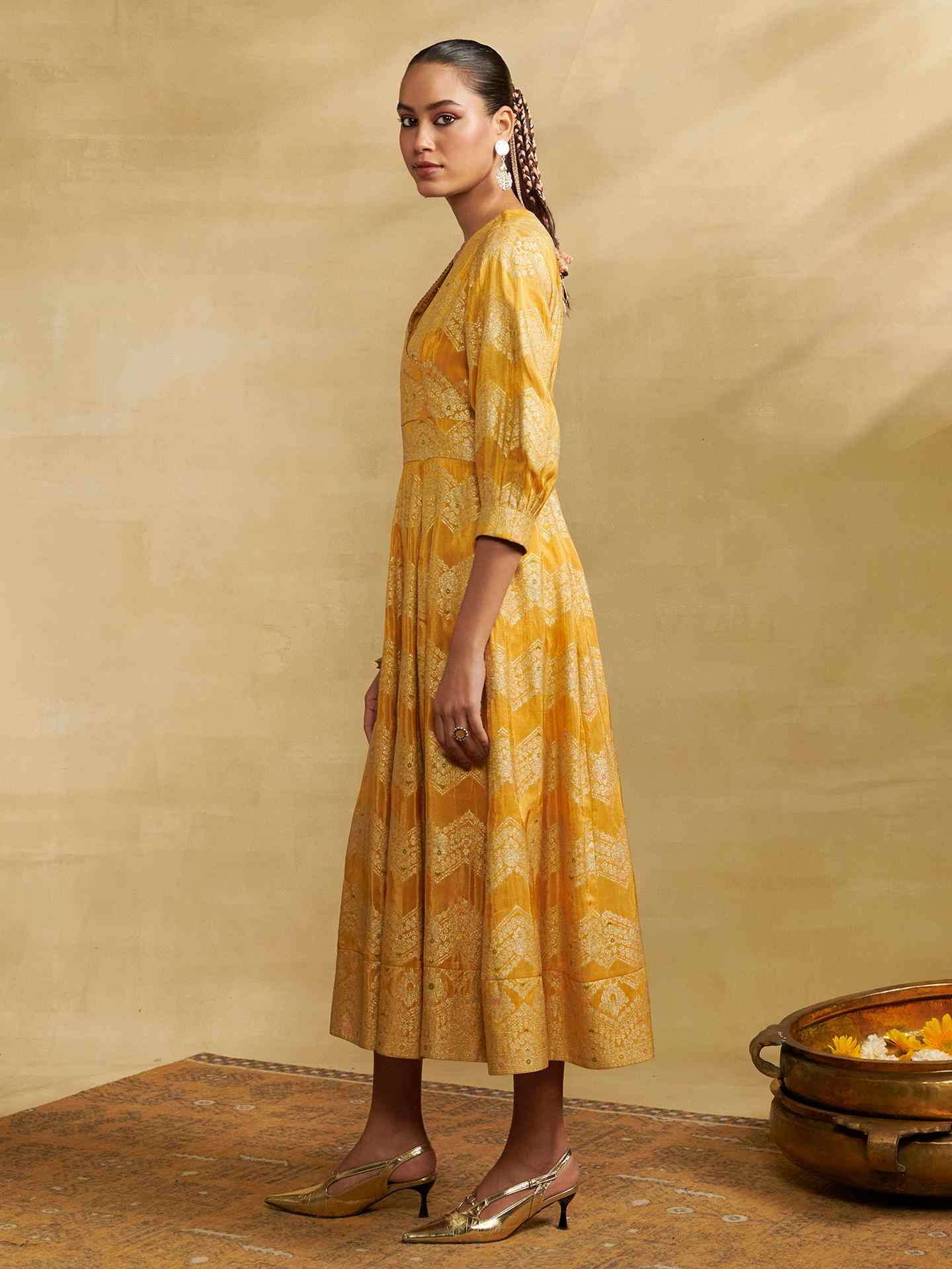 Yellow Firgun Festive Long Dress