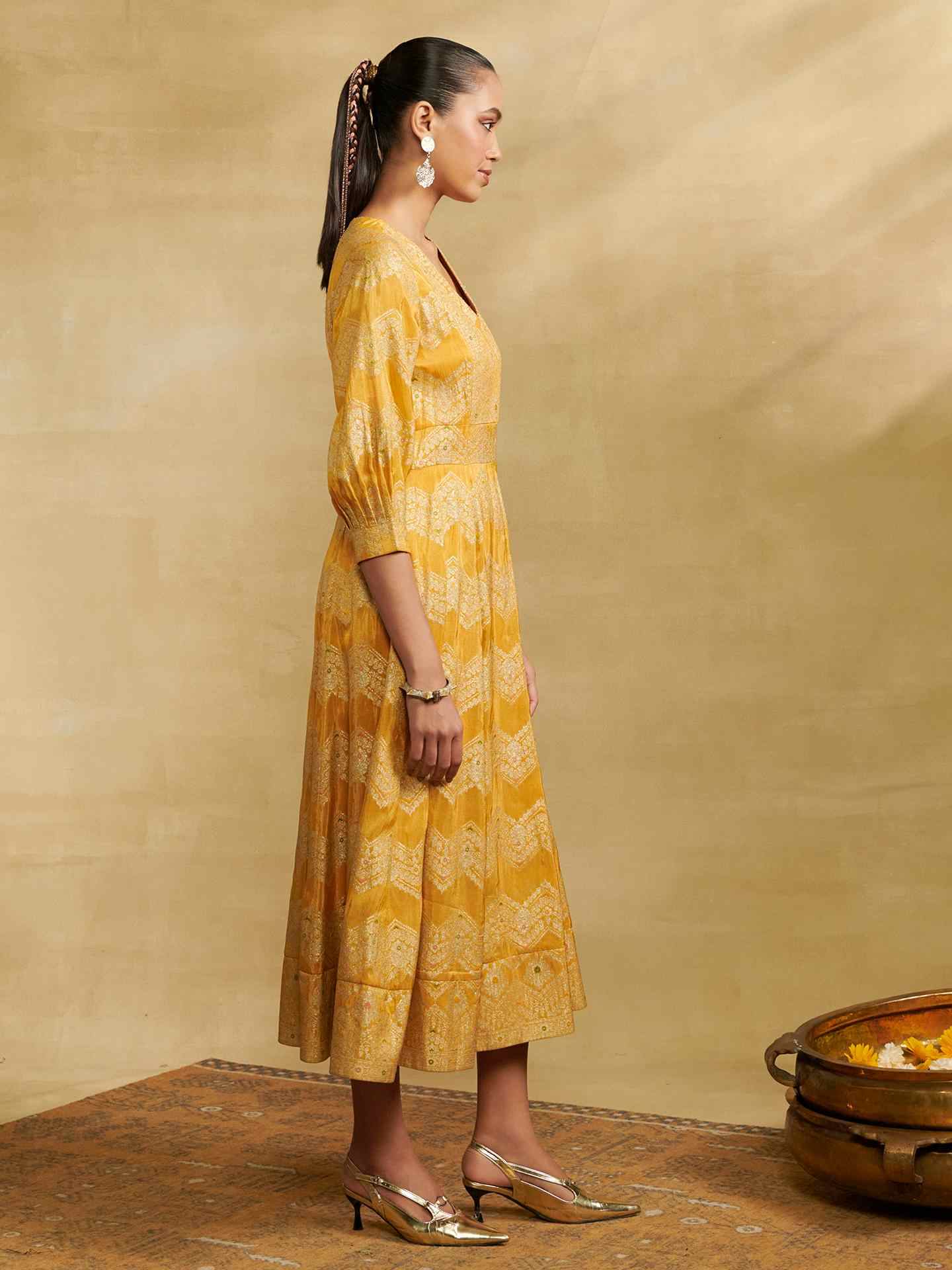 Yellow Firgun Festive Long Dress