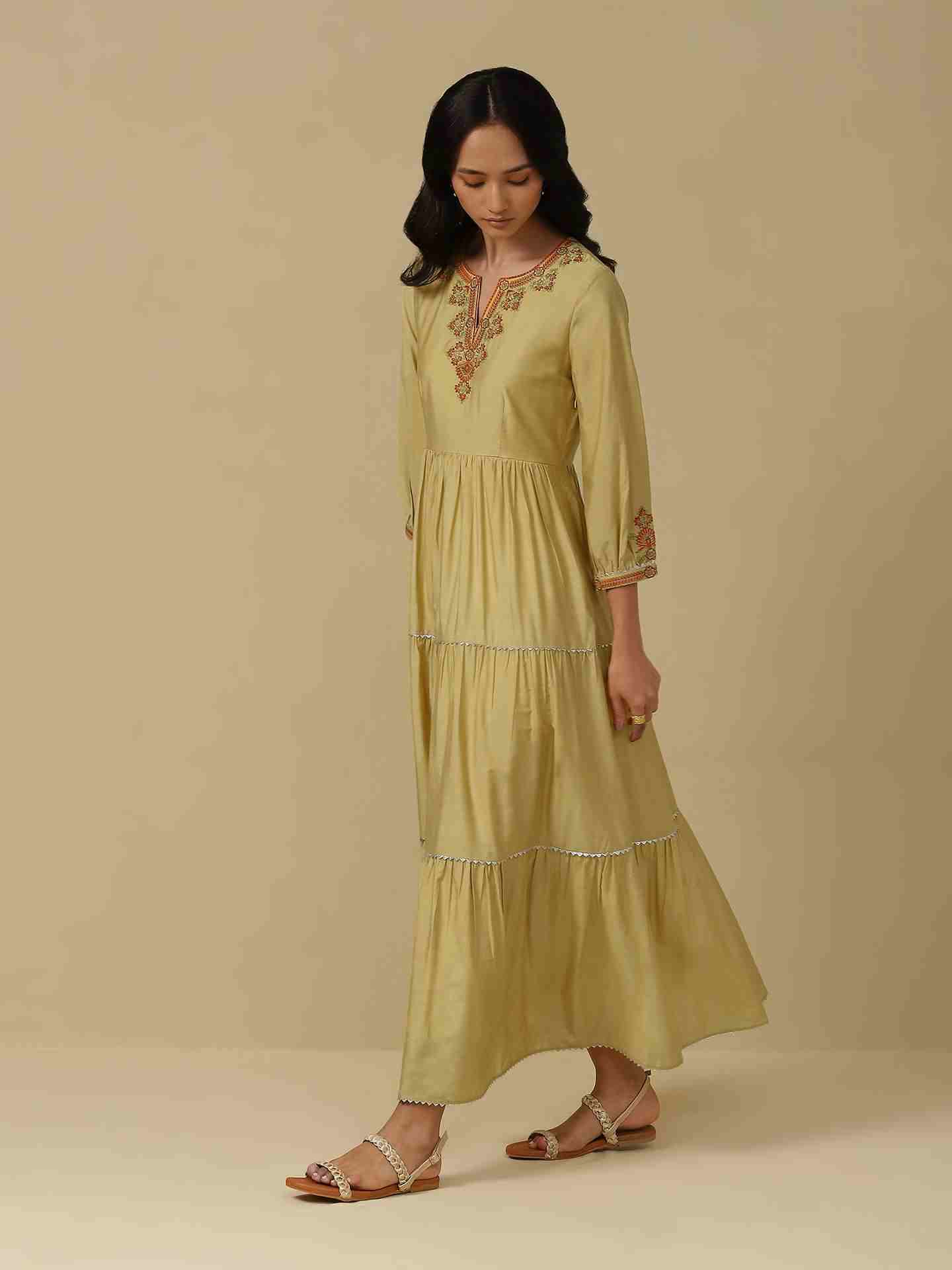Yellow Minahil Long Dress