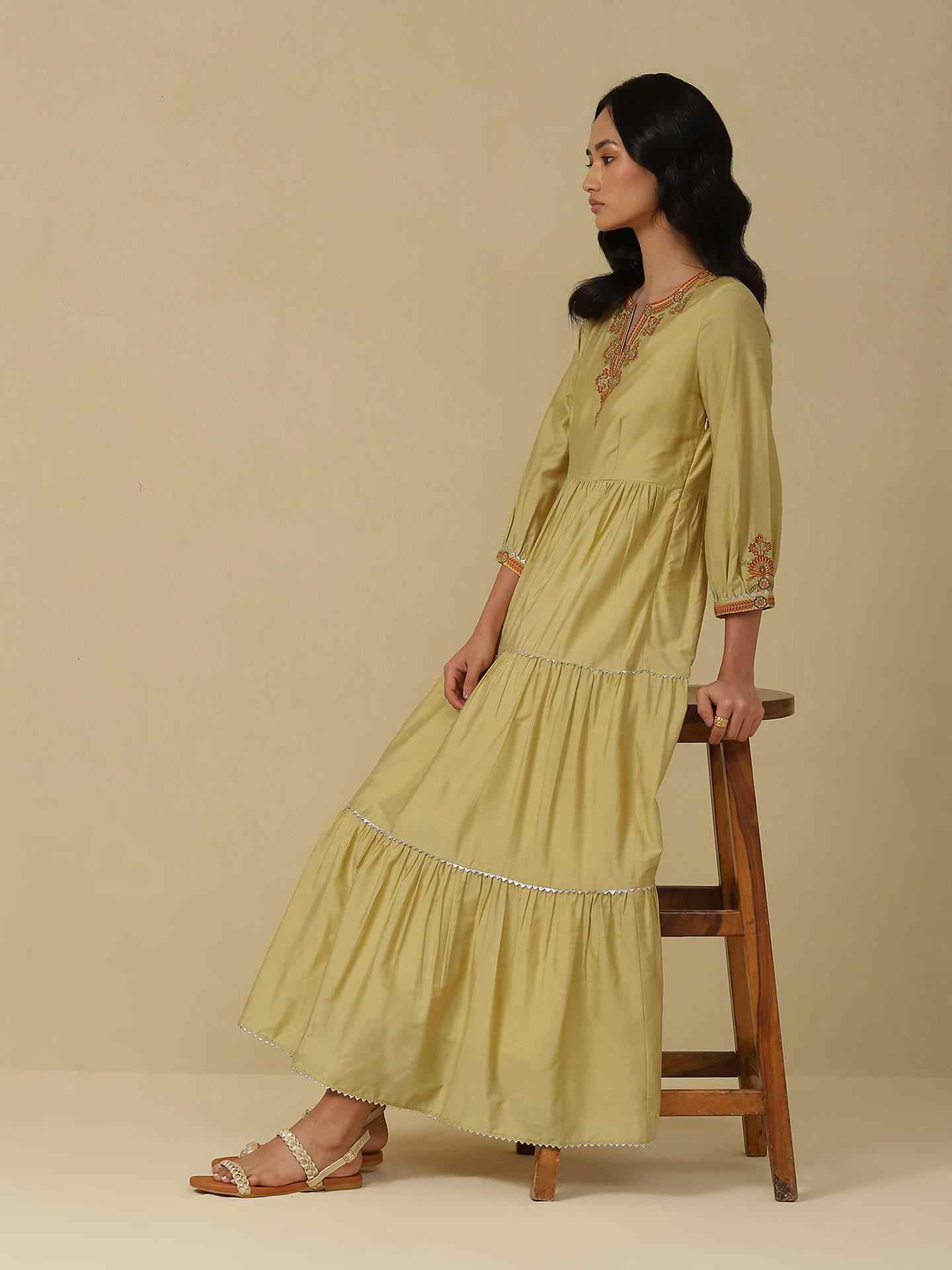 Yellow Minahil Long Dress