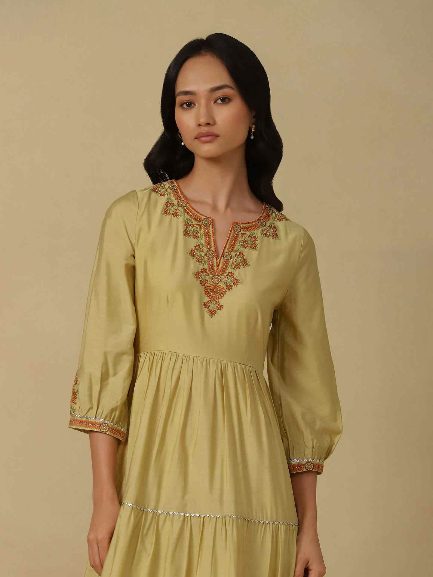 Yellow Minahil Long Dress