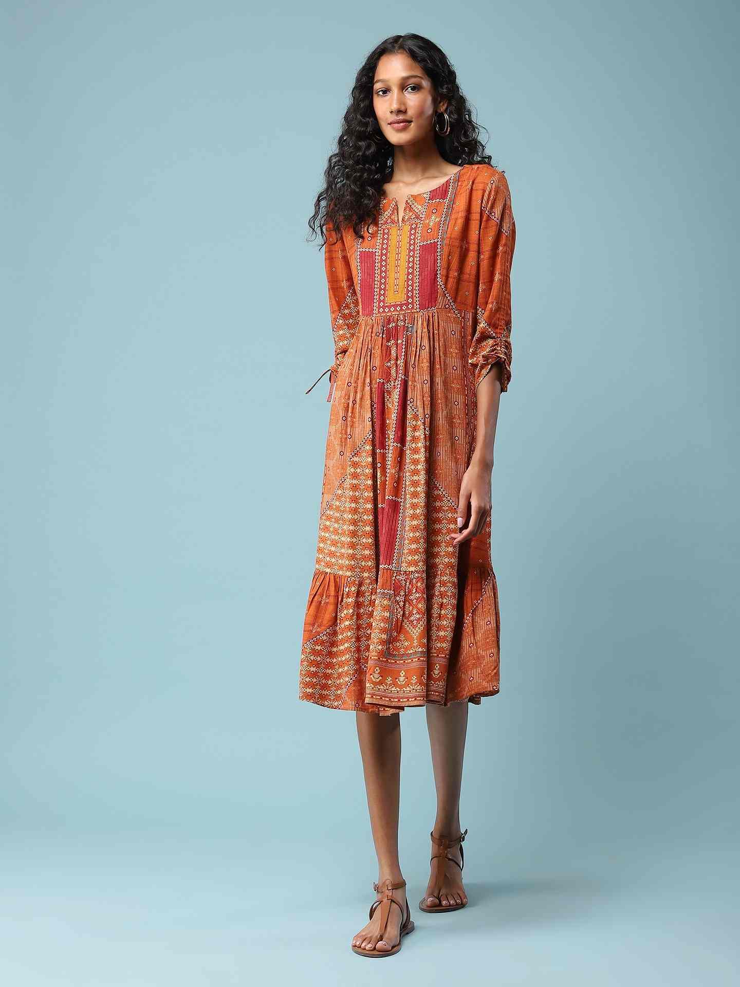 Rust Nordic Long Dress