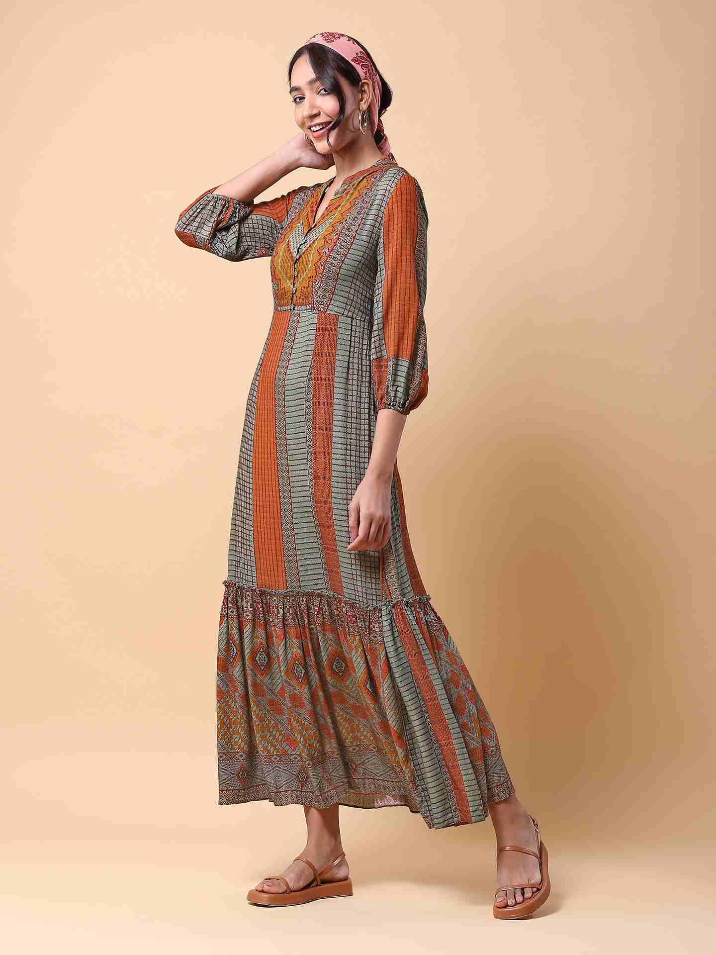 Green Mascara Long Dress