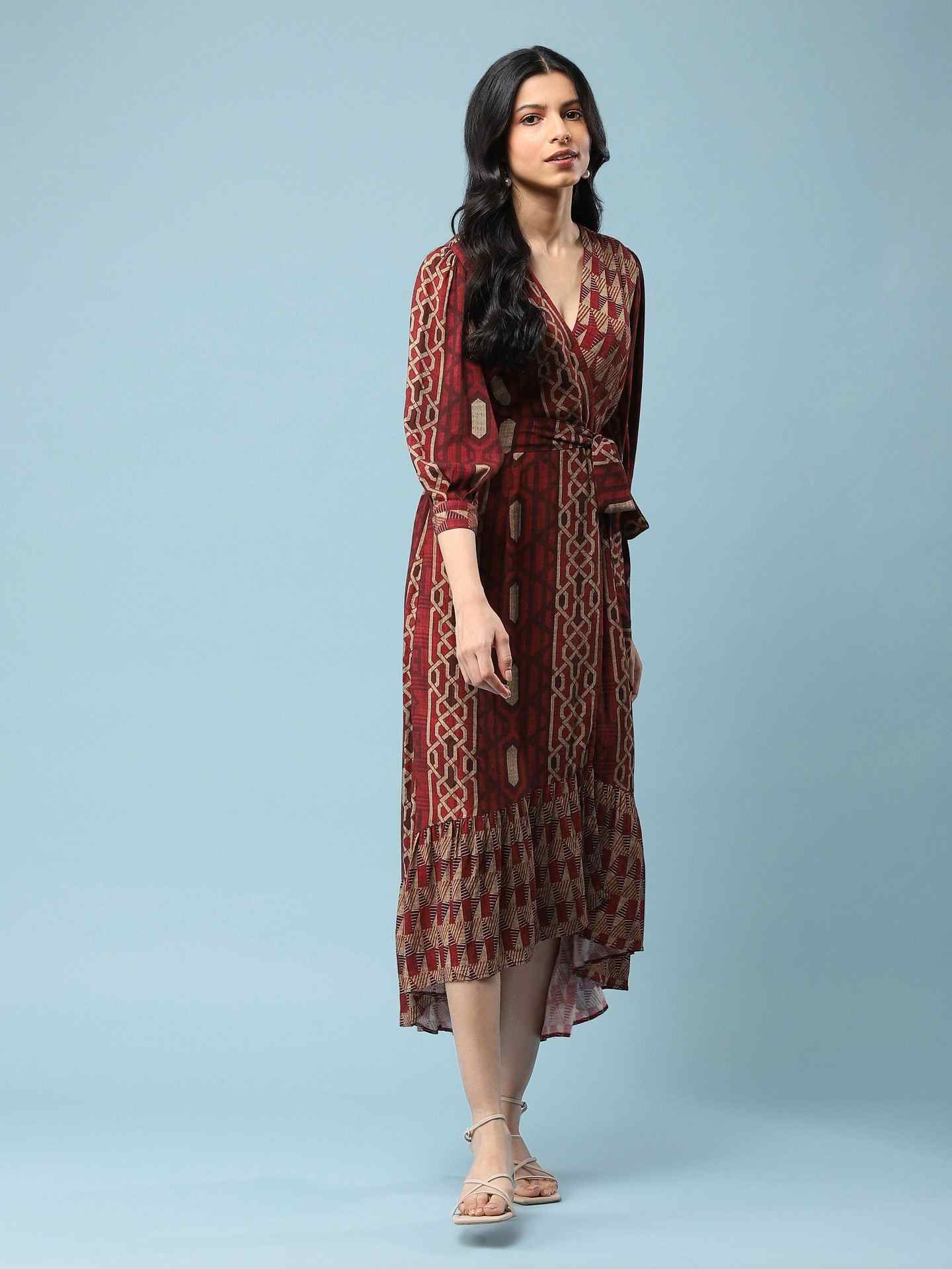 Rust Geo Long Dress