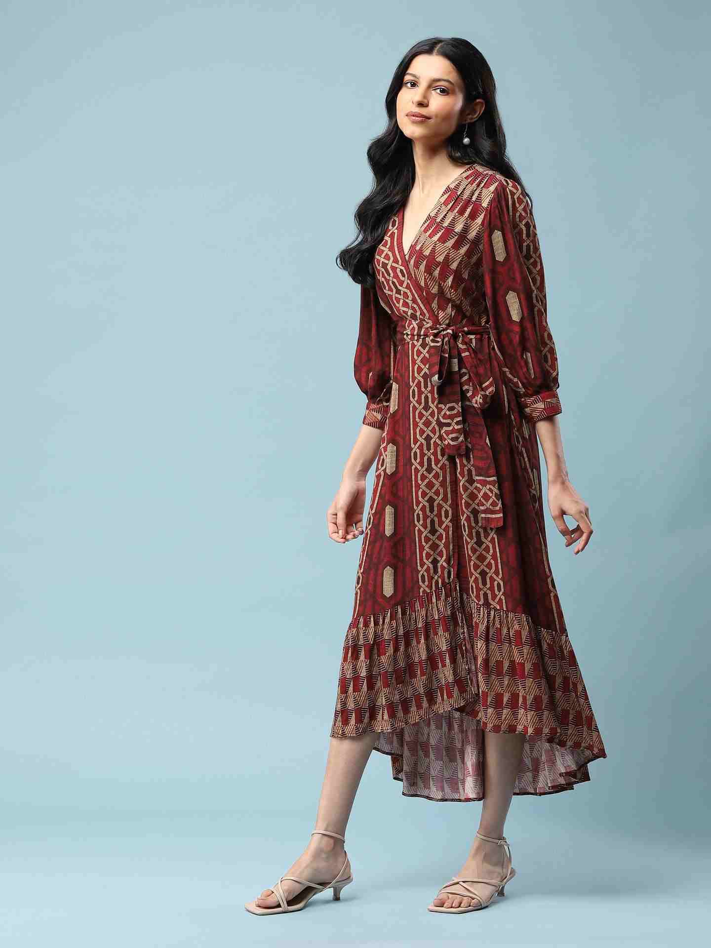 Rust Geo Long Dress