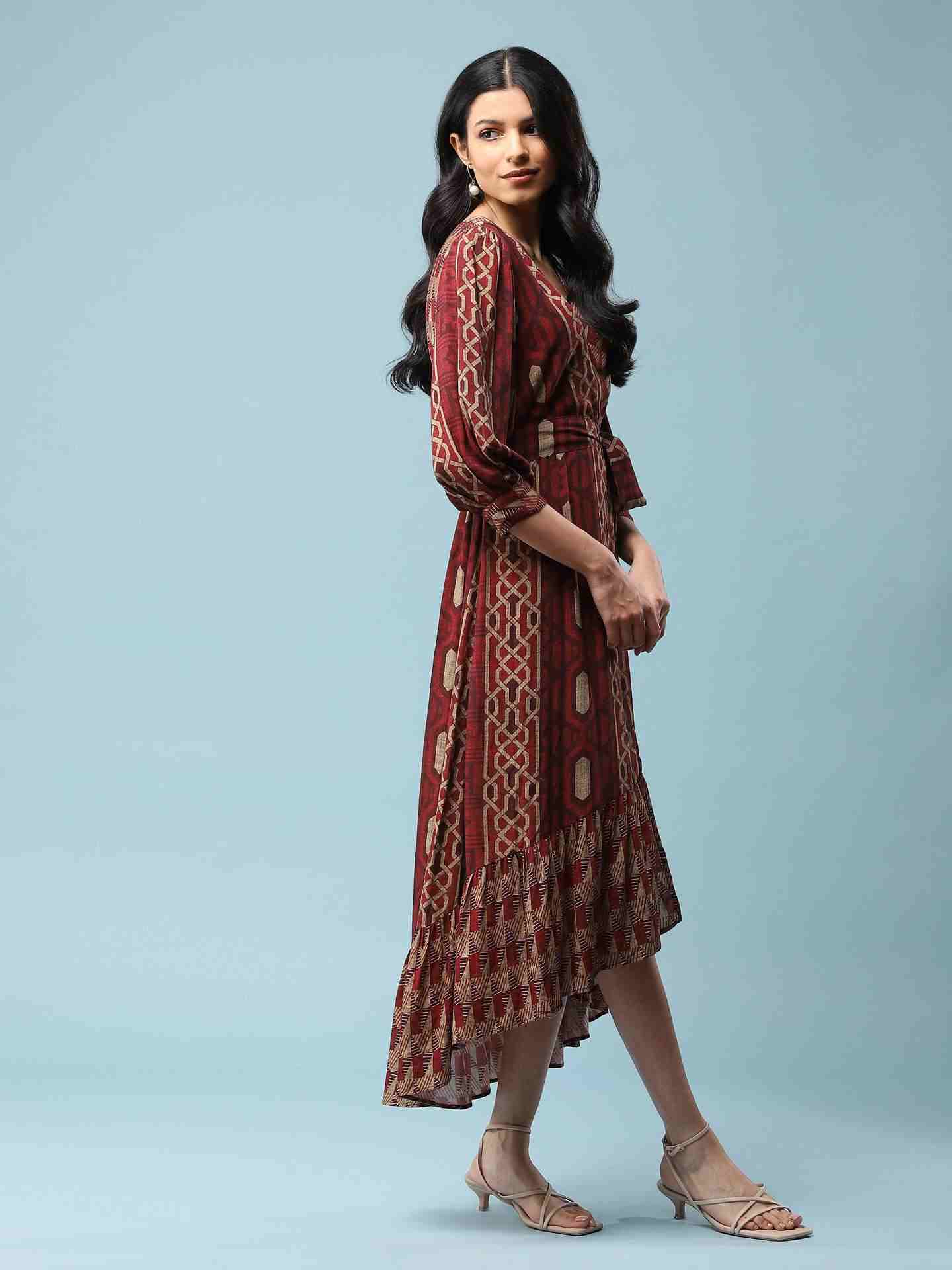 Rust Geo Long Dress