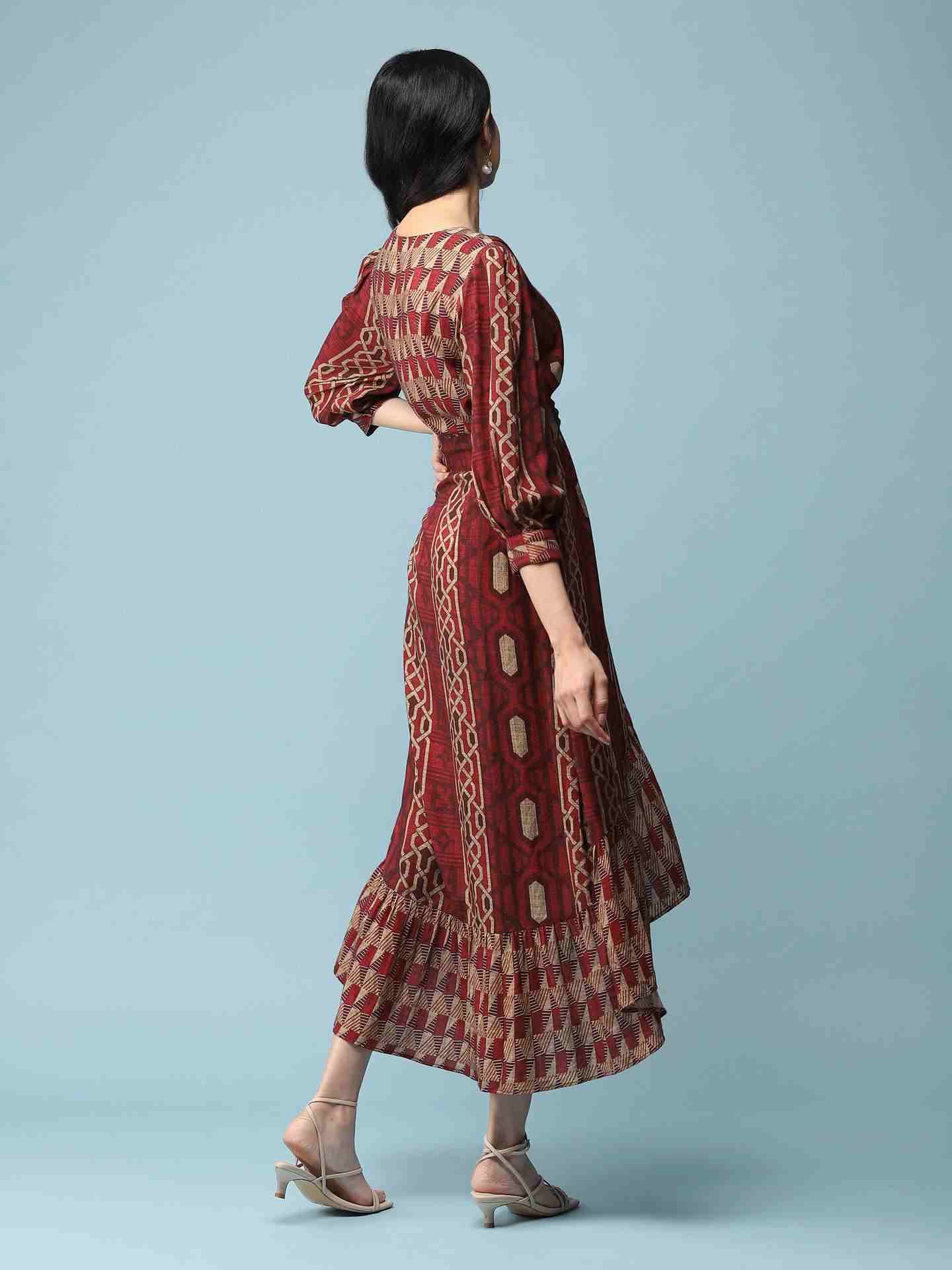 Rust Geo Long Dress