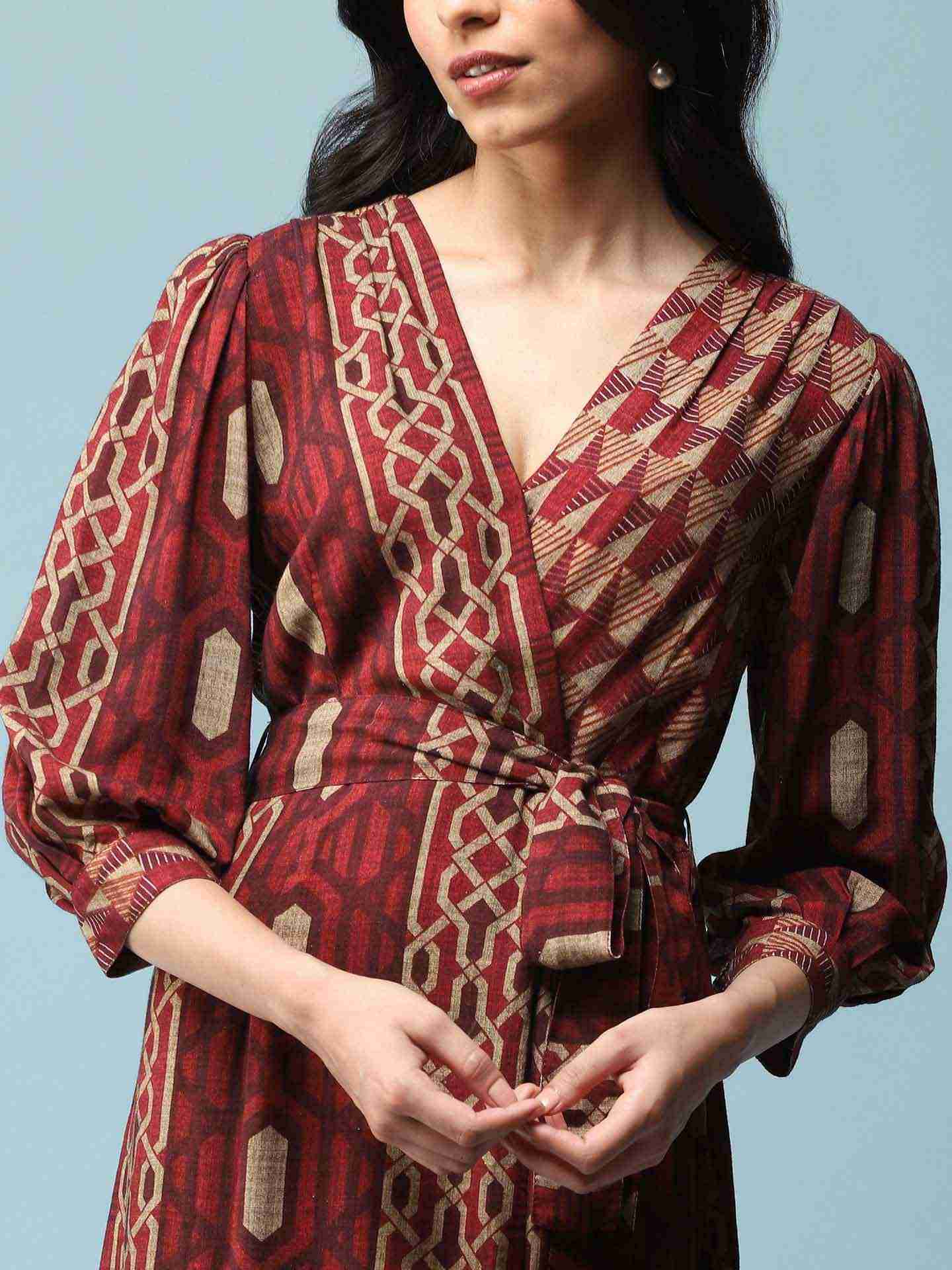 Rust Geo Long Dress