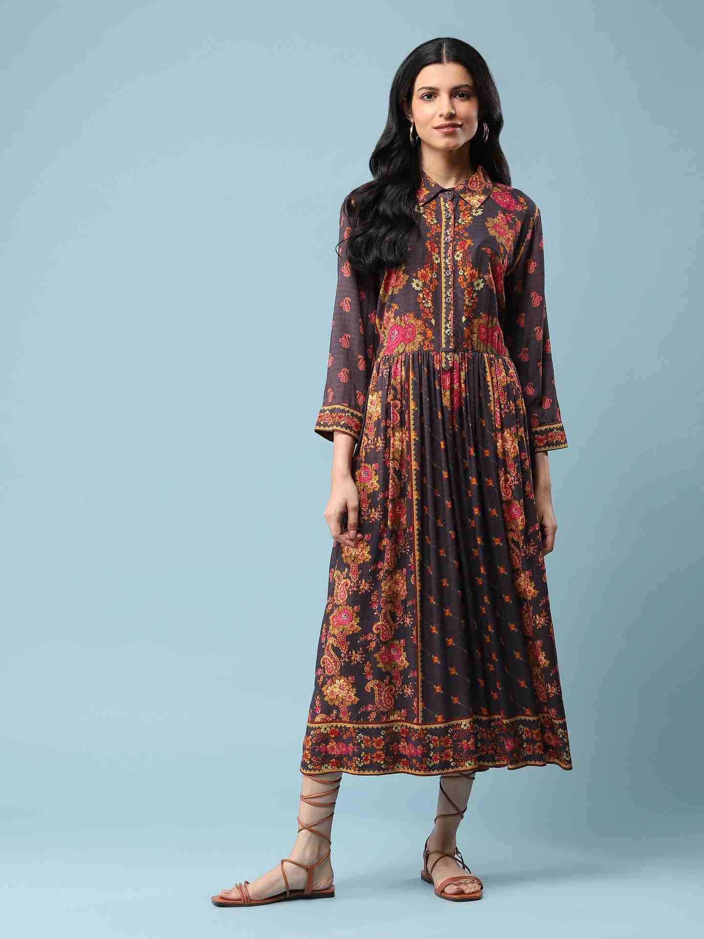 Grey Bagicha Long Dress