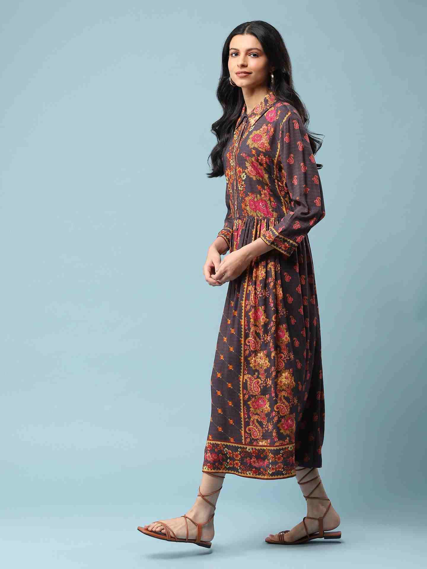 Grey Bagicha Long Dress