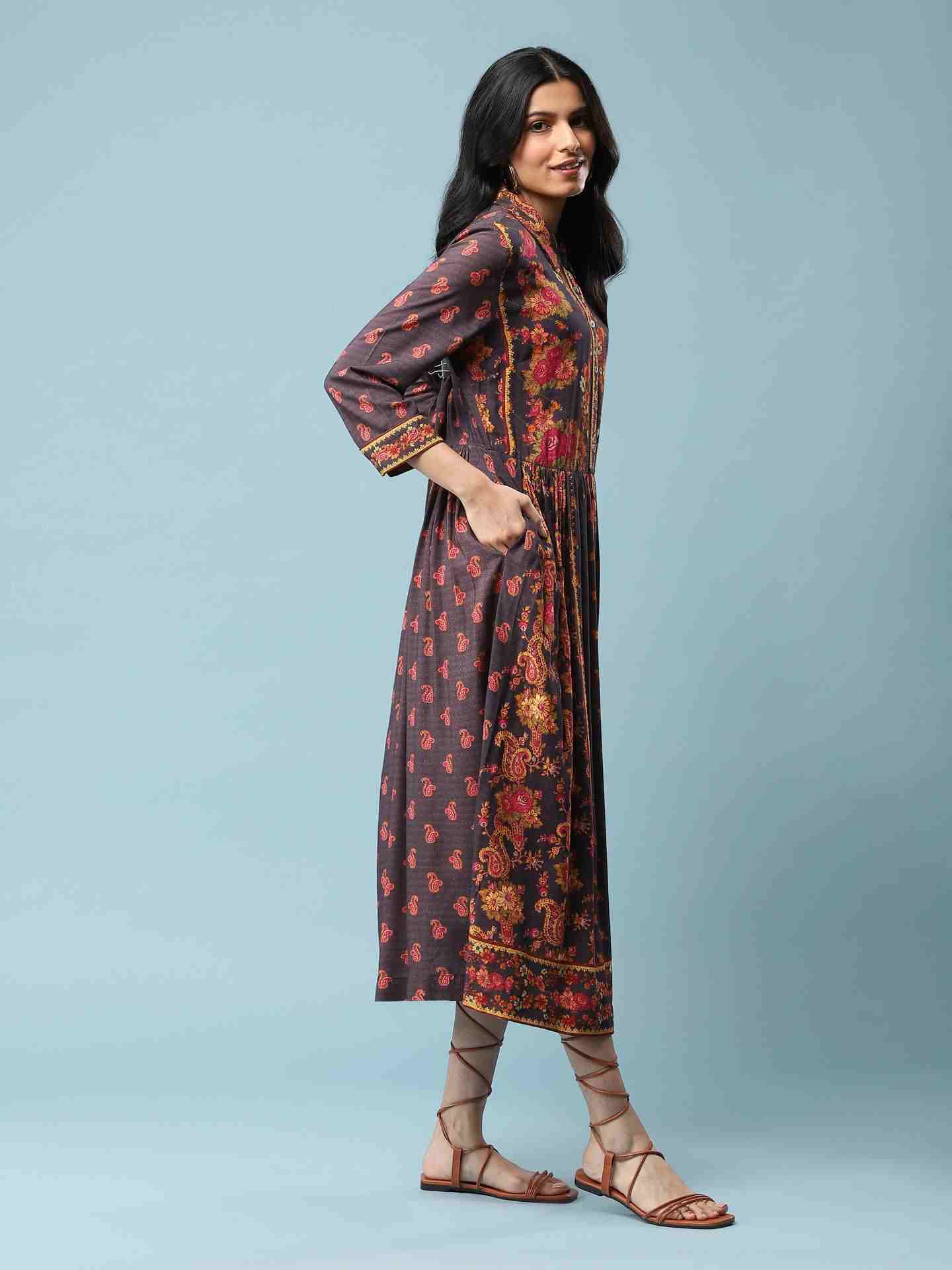 Grey Bagicha Long Dress