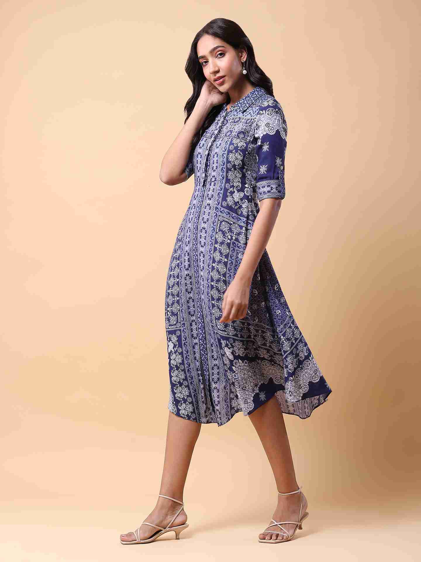 Blue Monochrome Long Dress