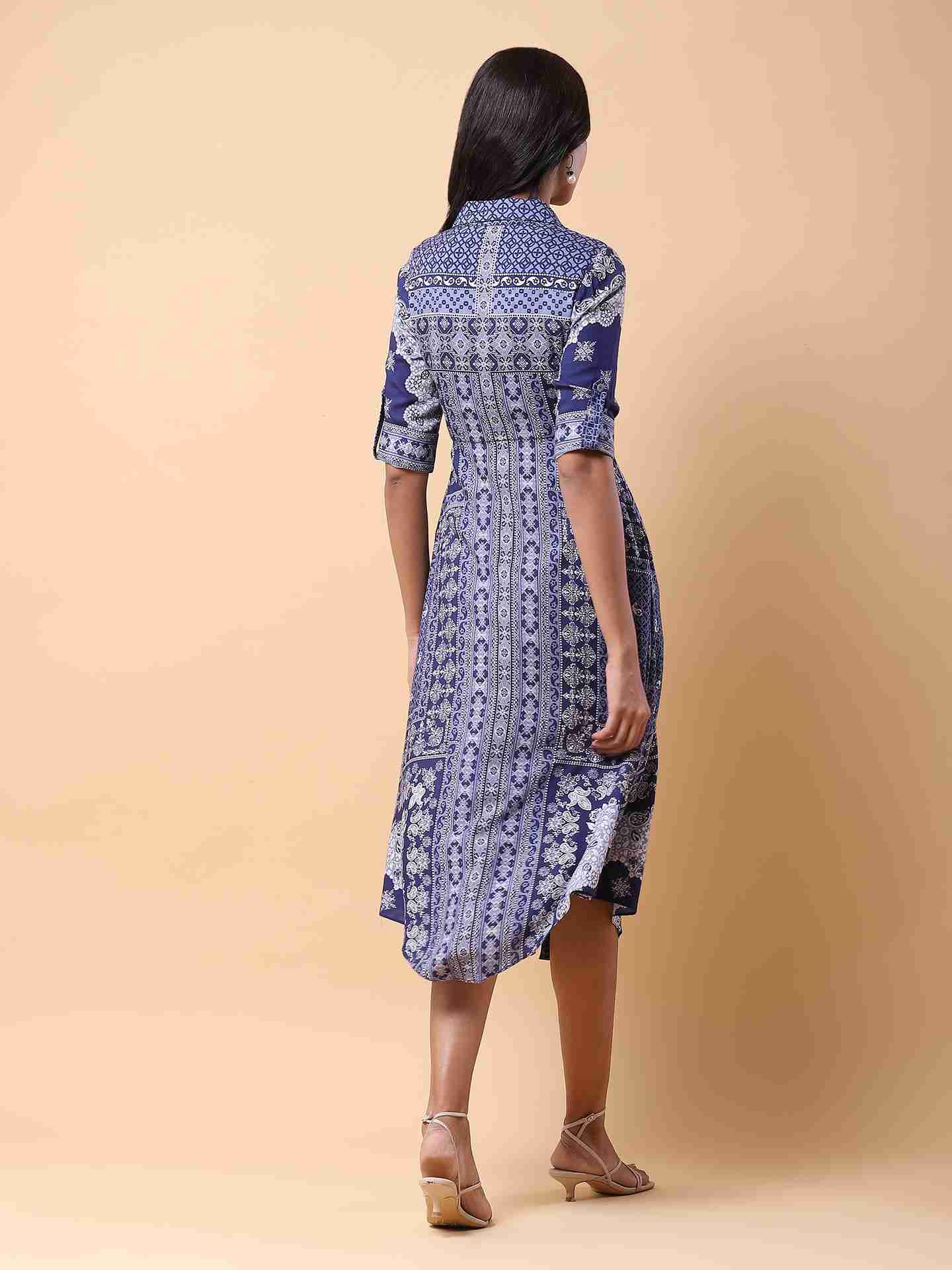 Blue Monochrome Long Dress