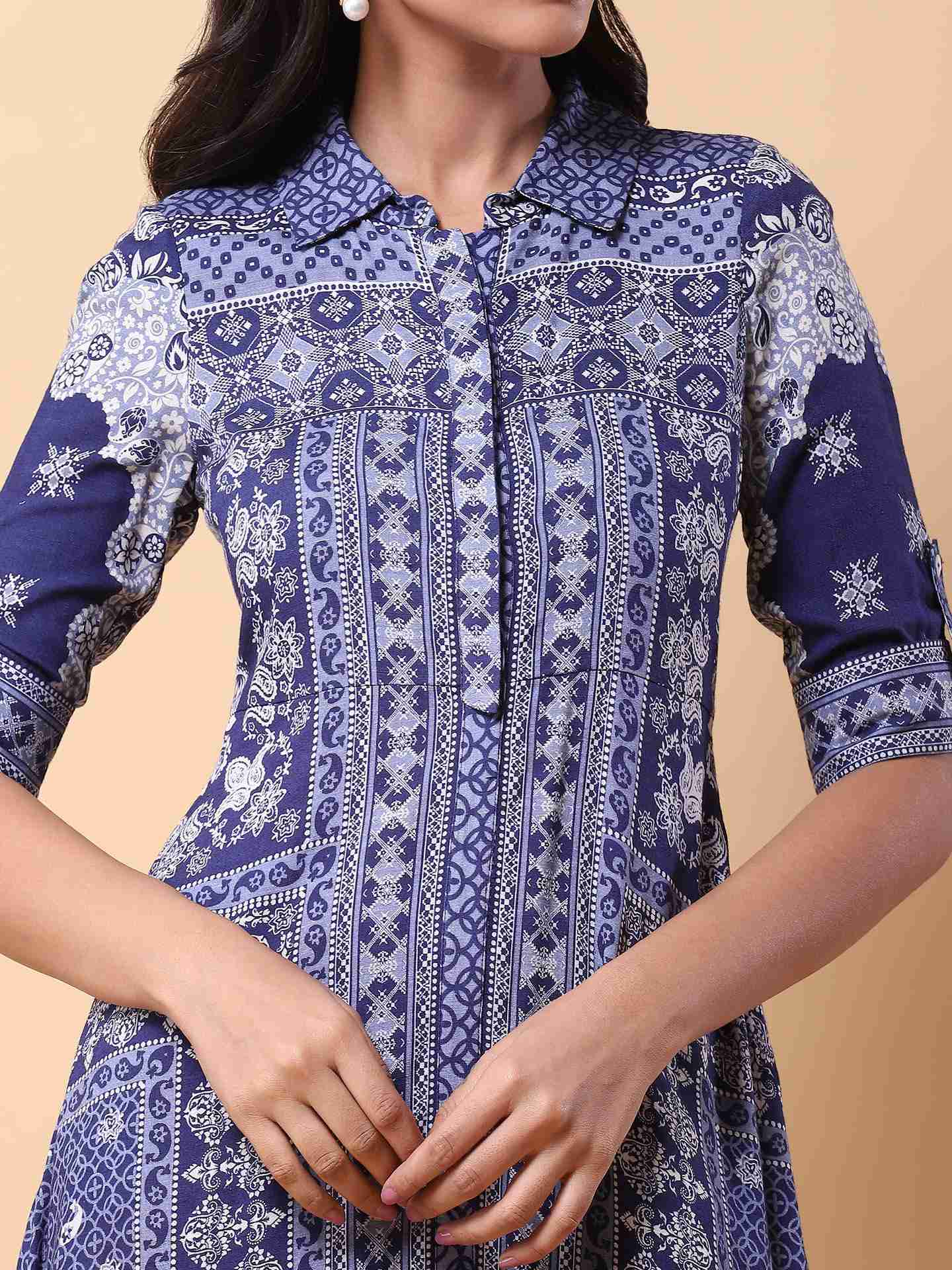 Blue Monochrome Long Dress