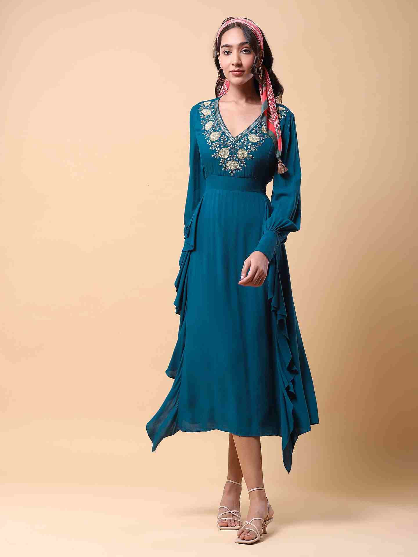 Teal Diana Long Dress