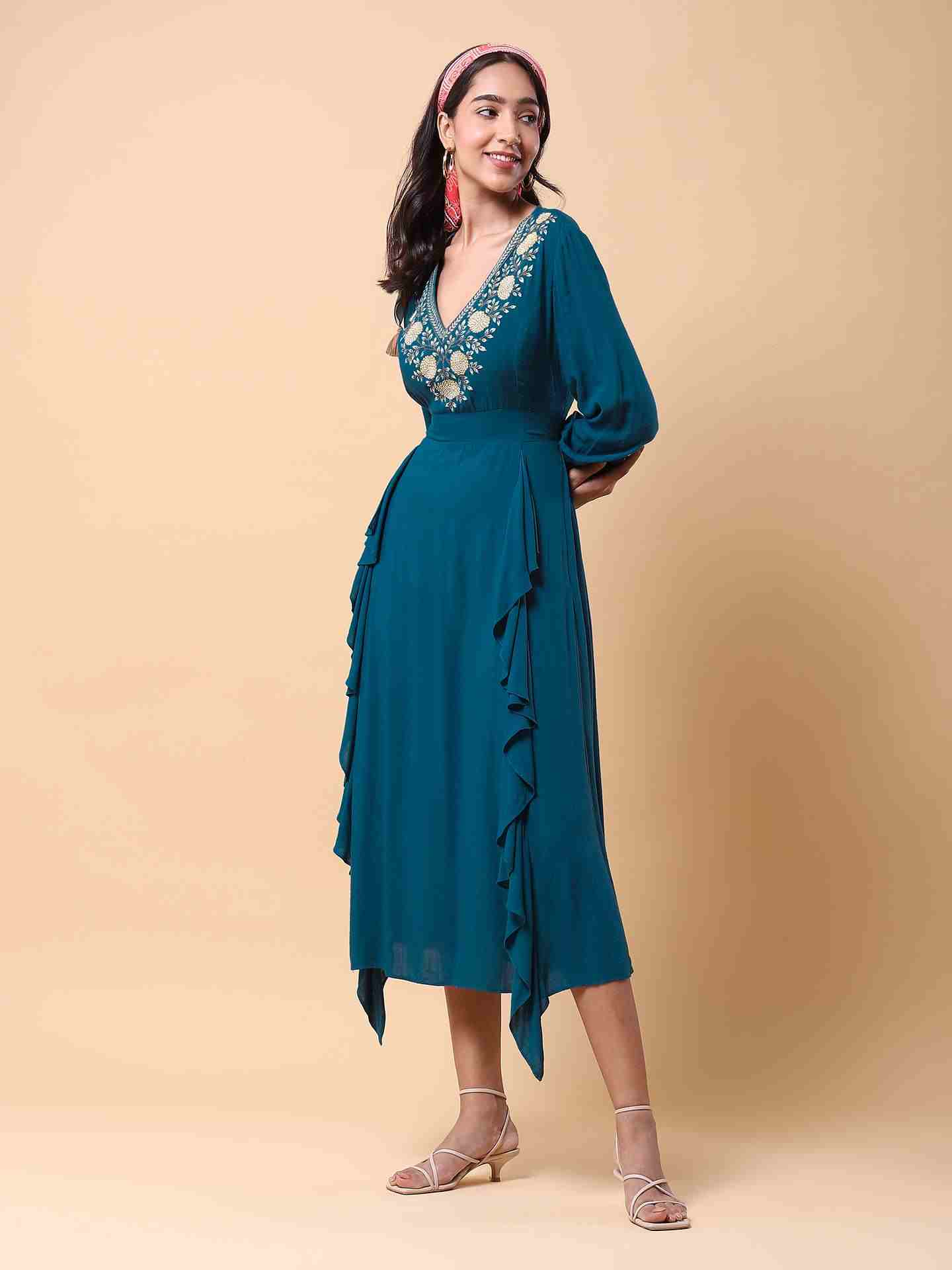 Teal Diana Long Dress