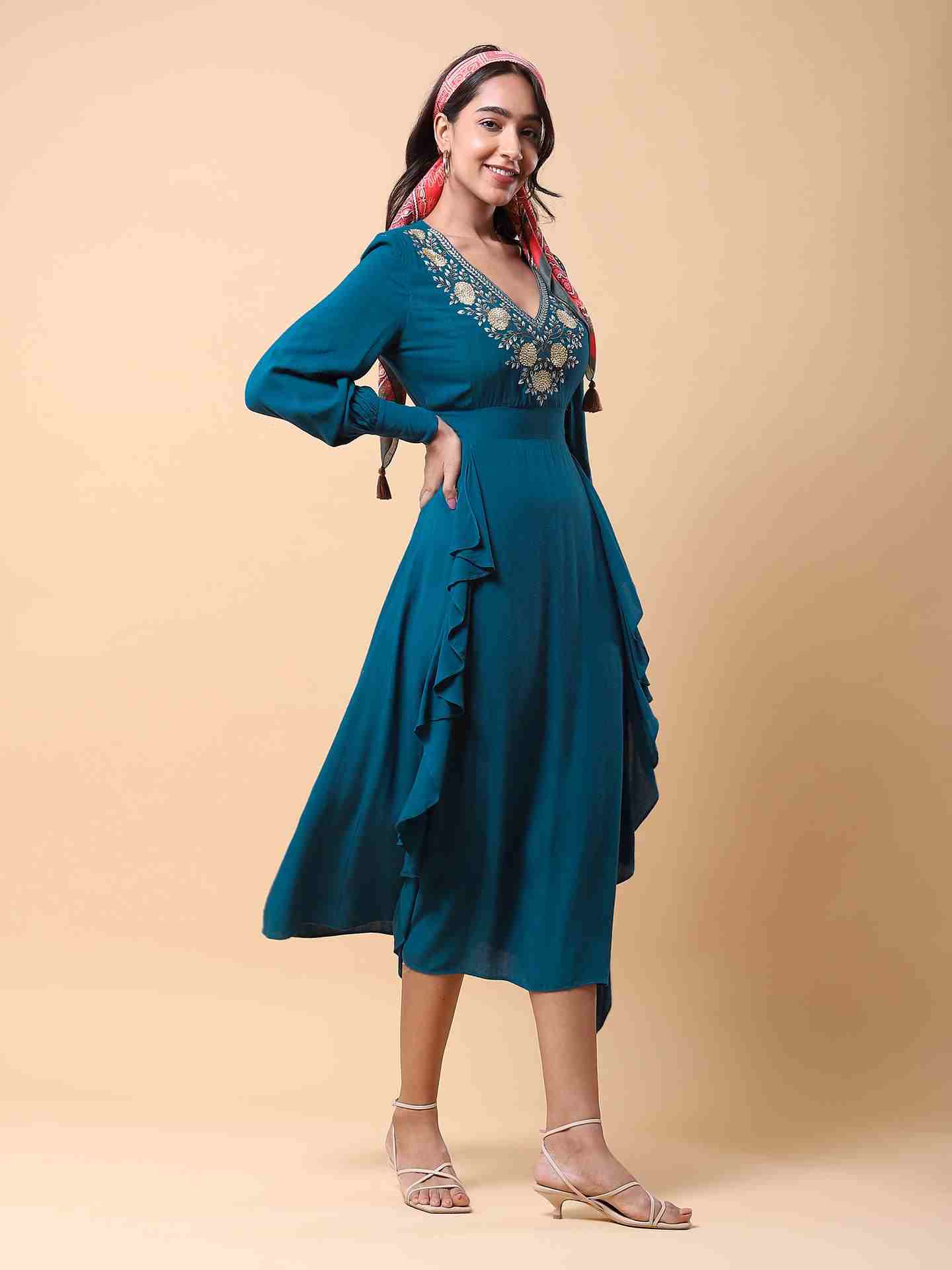 Teal Diana Long Dress
