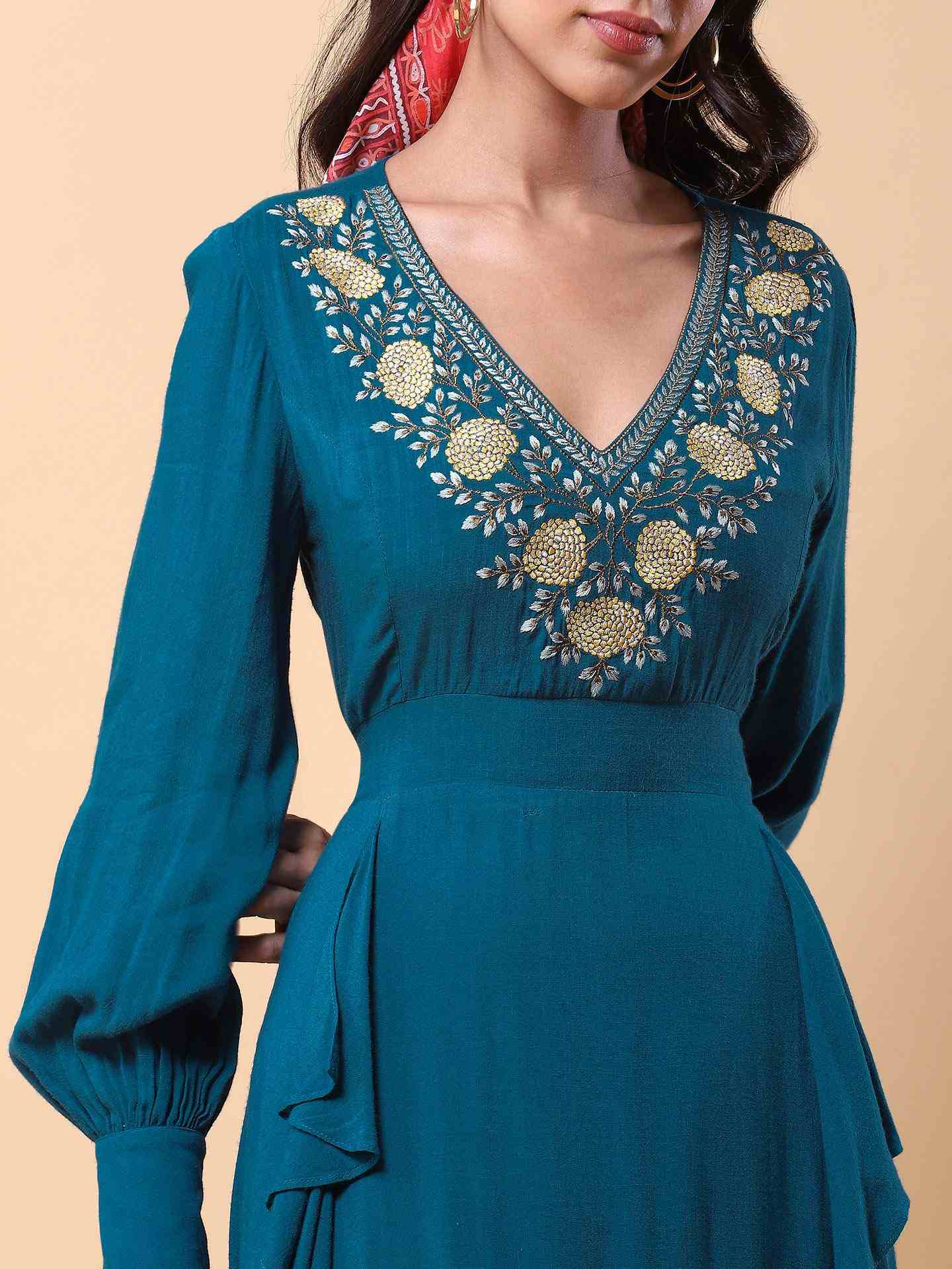 Teal Diana Long Dress