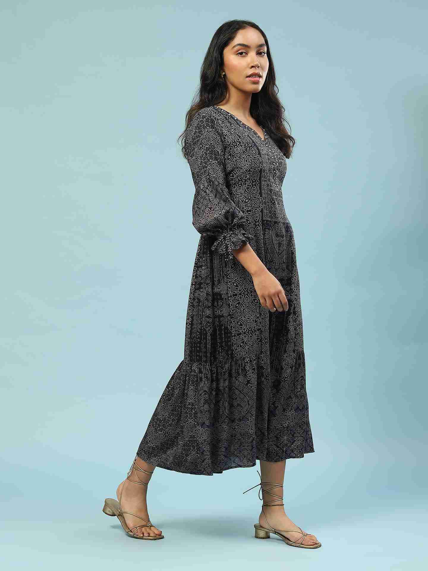 Navy Sui Dhaga Long Dress