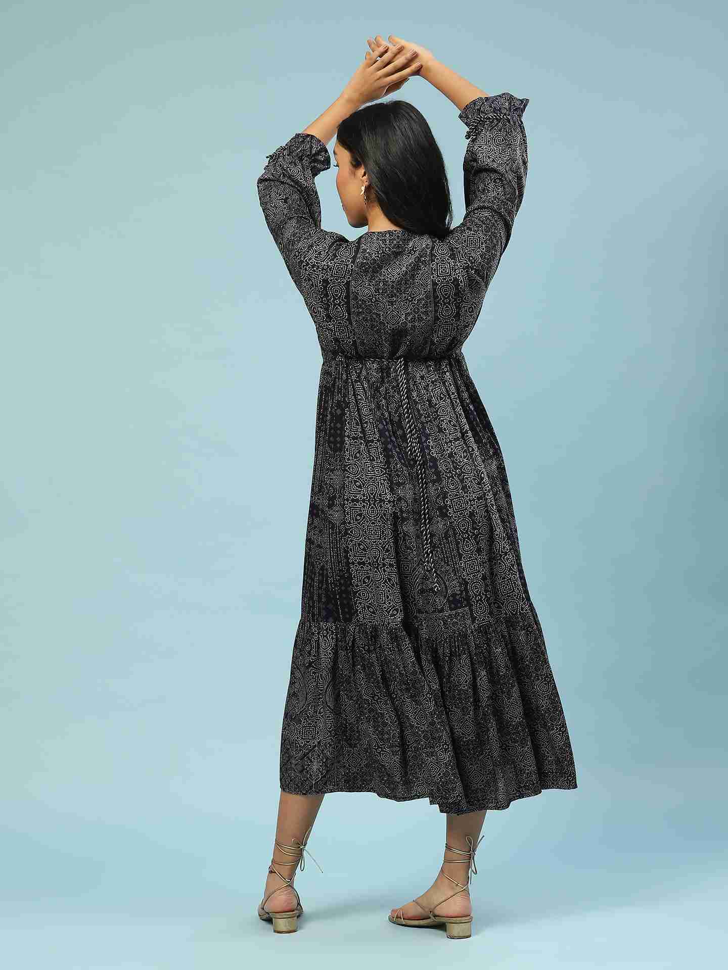 Navy Sui Dhaga Long Dress