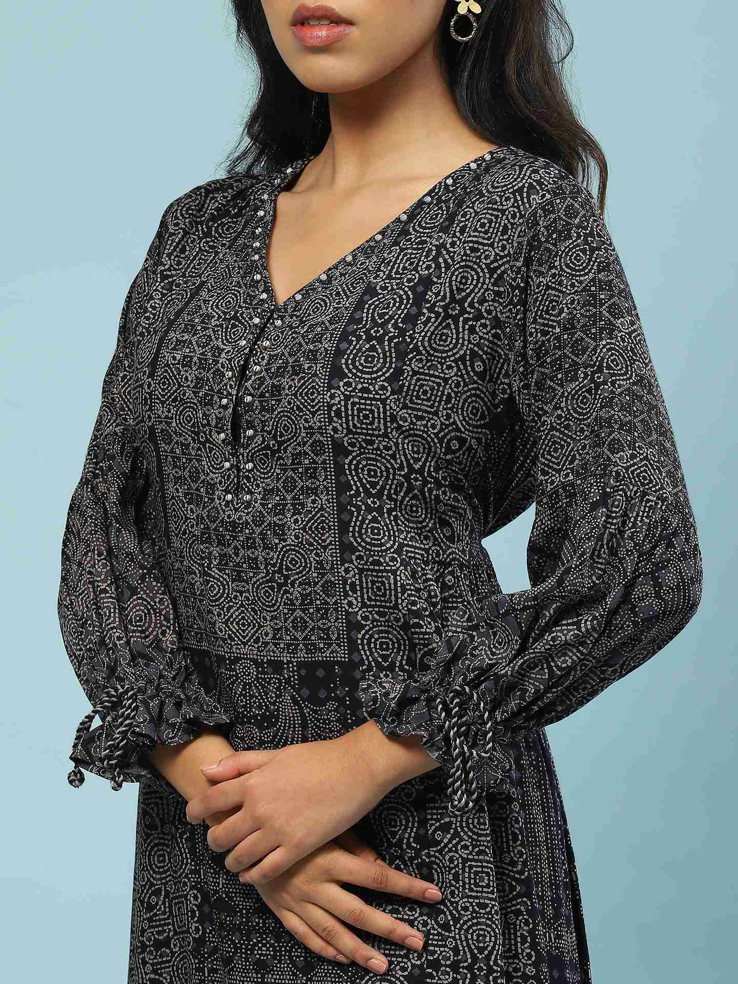 Navy Sui Dhaga Long Dress