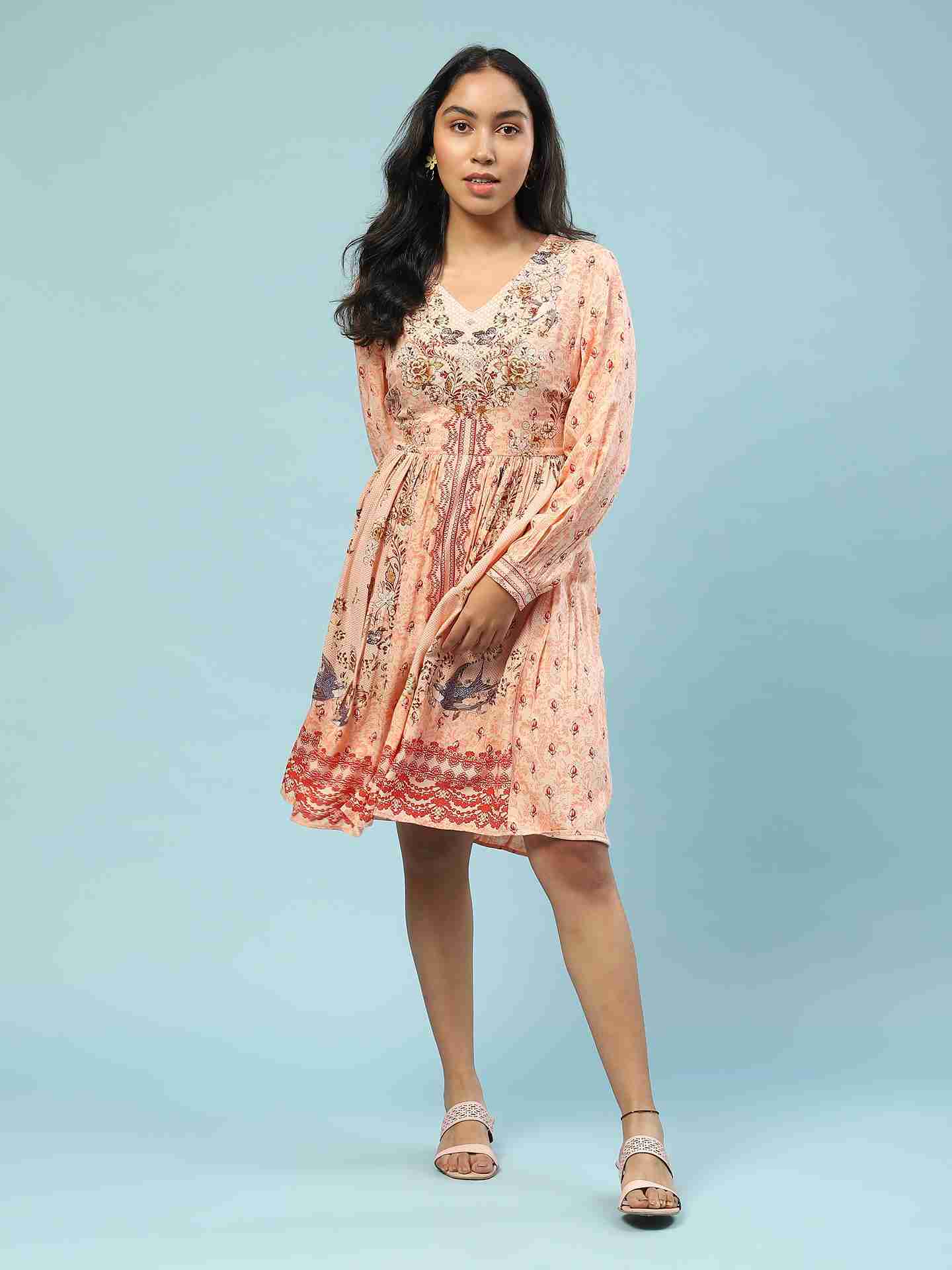 Peach Kannupriya Long Dress