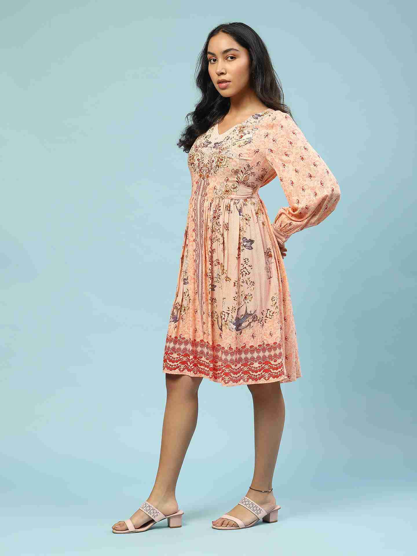 Peach Kannupriya Long Dress
