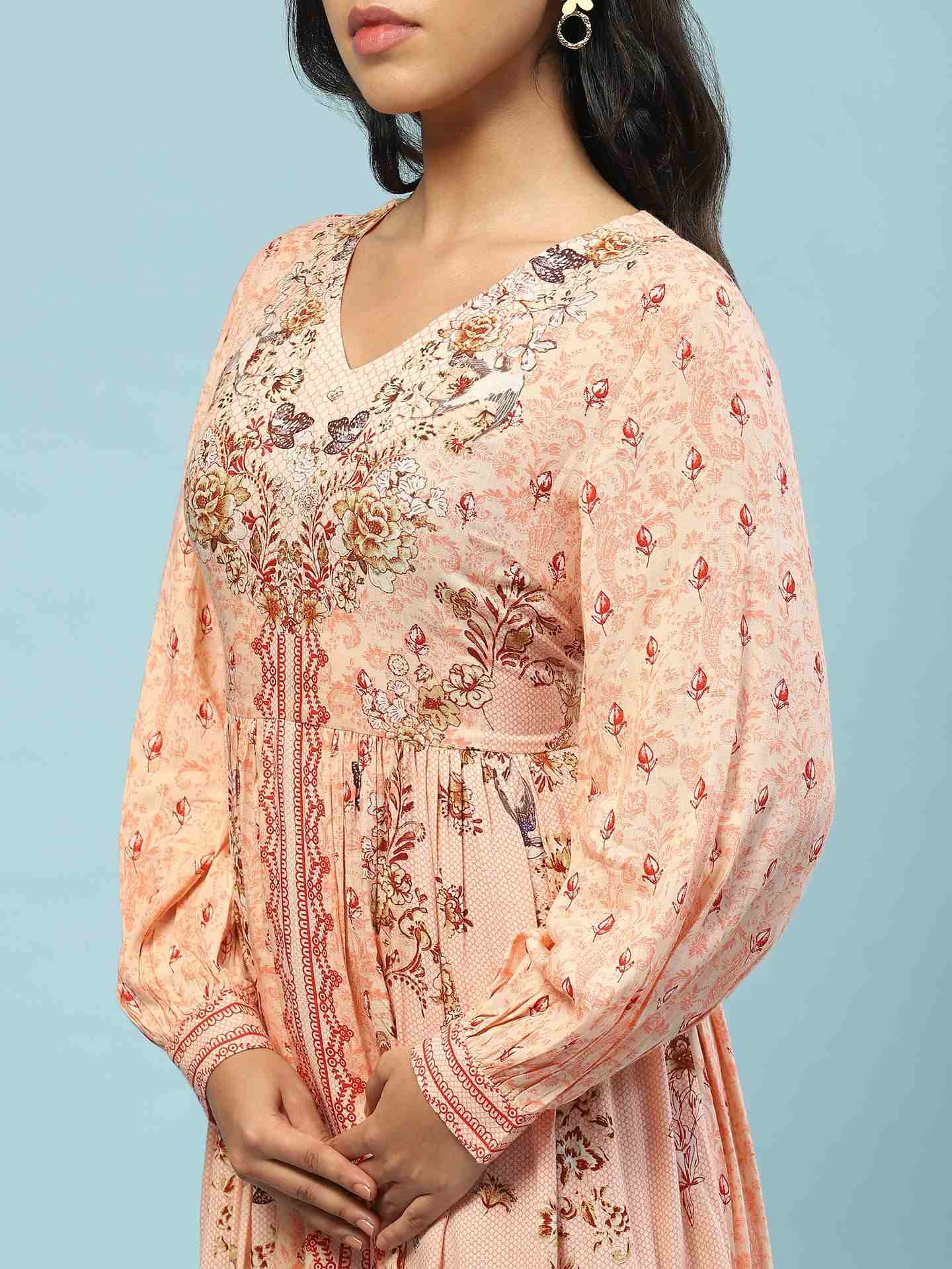 Peach Kannupriya Long Dress