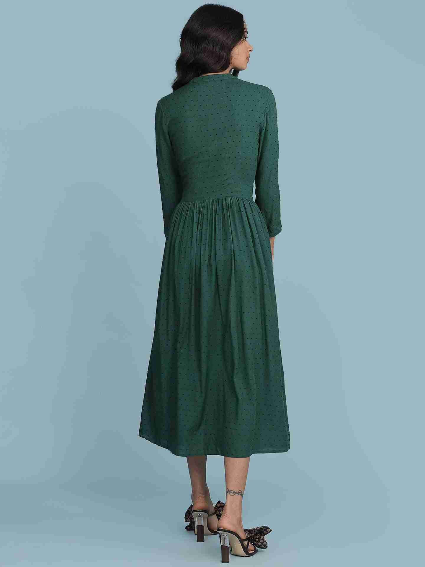 Green Alexa Solid Long Dress