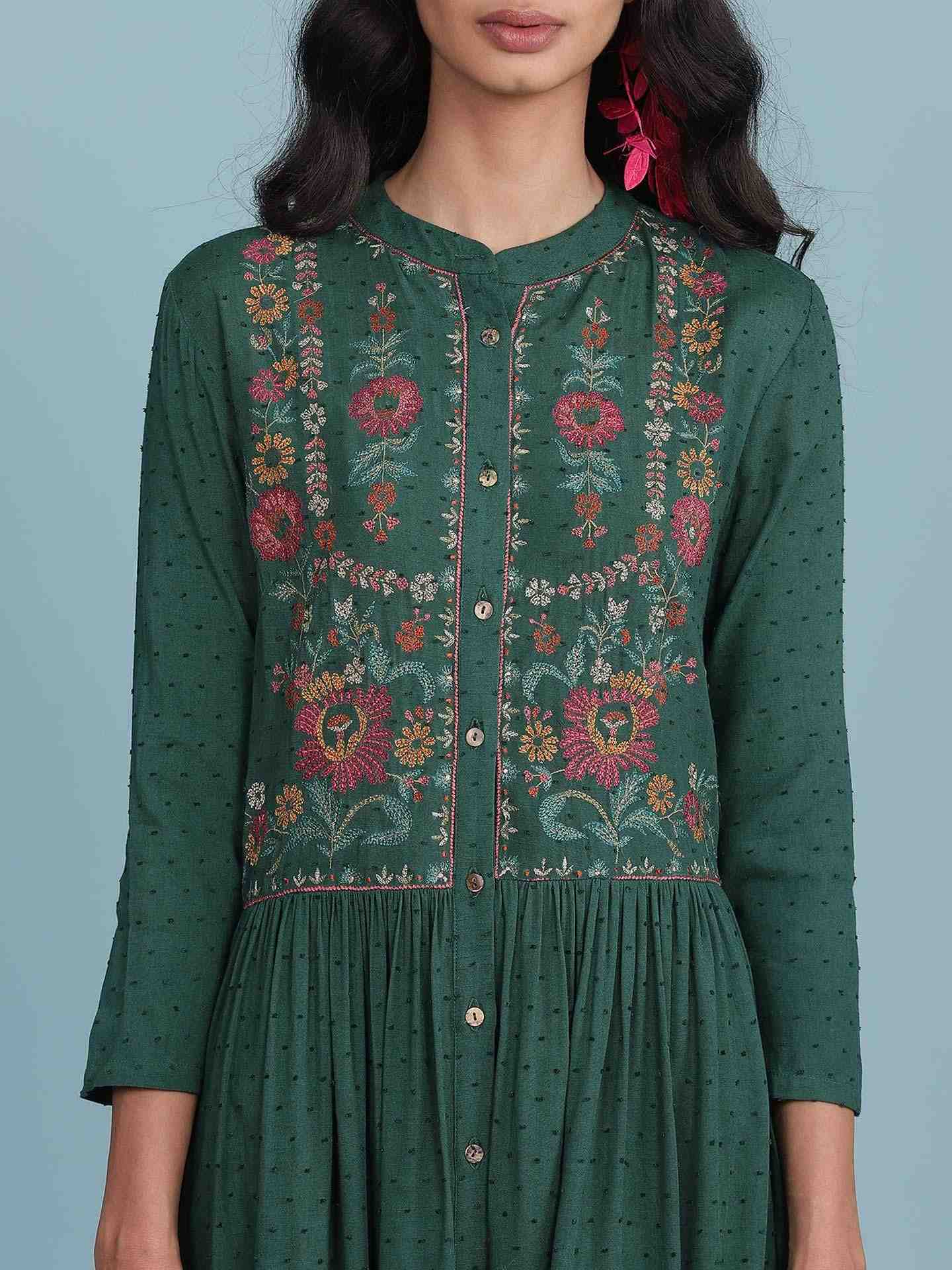 Green Alexa Solid Long Dress