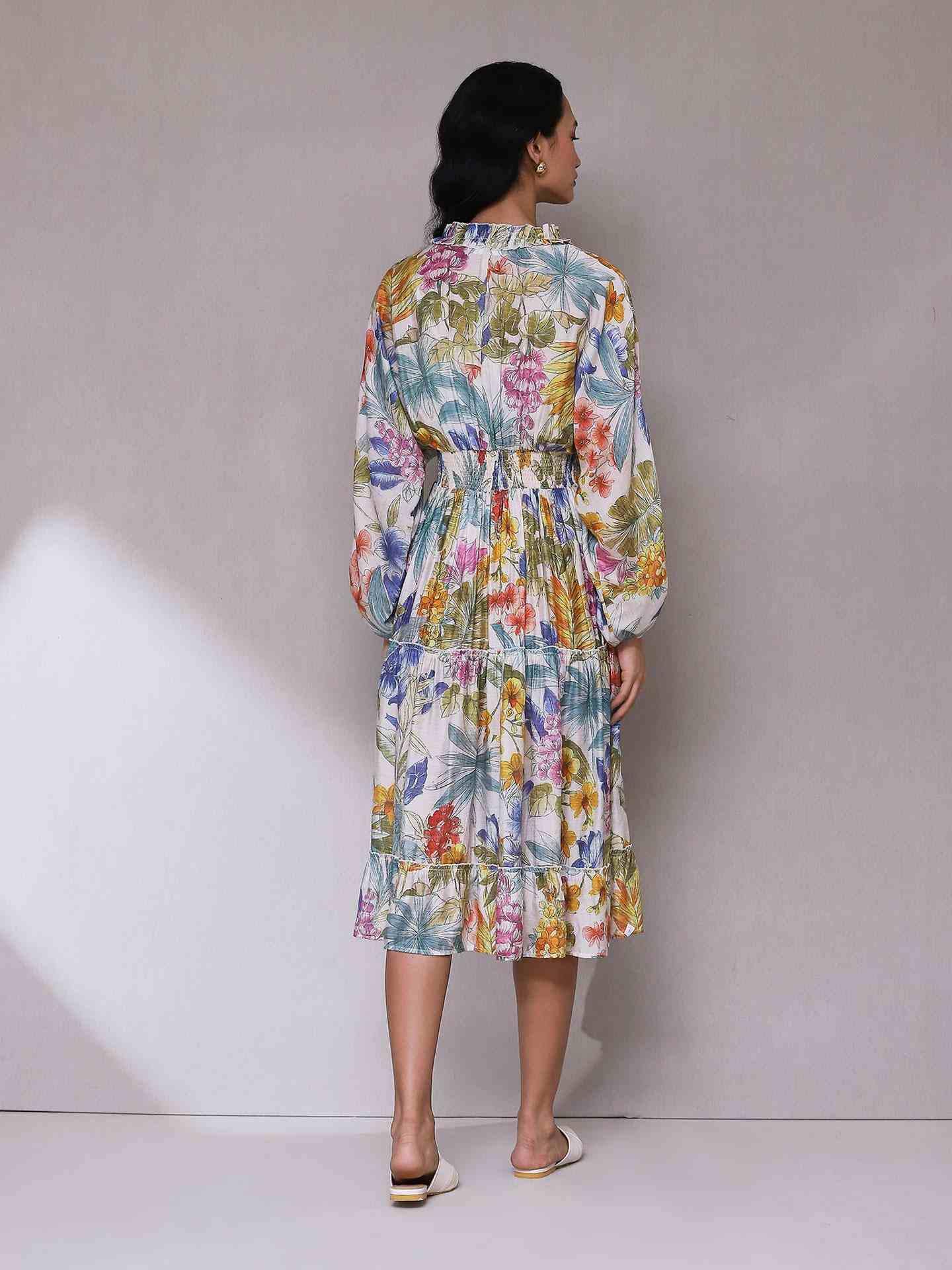 White Multi Tijana Floral Long Dress