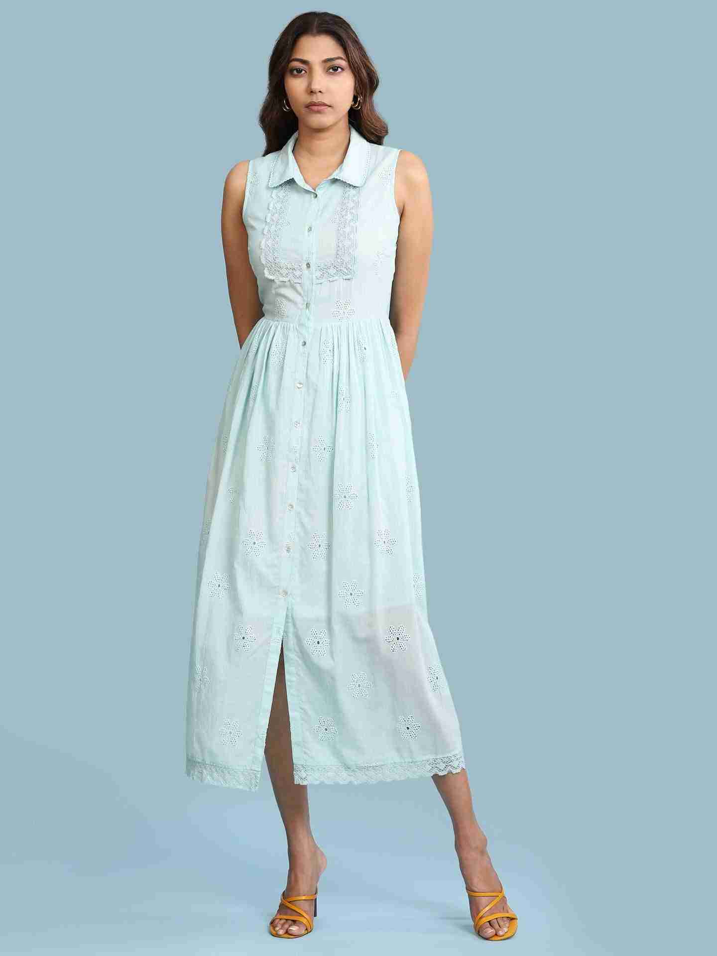 Ice Blue Arcadia Solid Long Dress