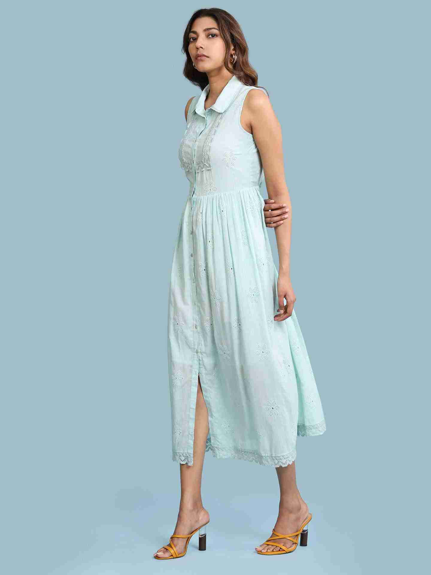 Ice Blue Arcadia Solid Long Dress