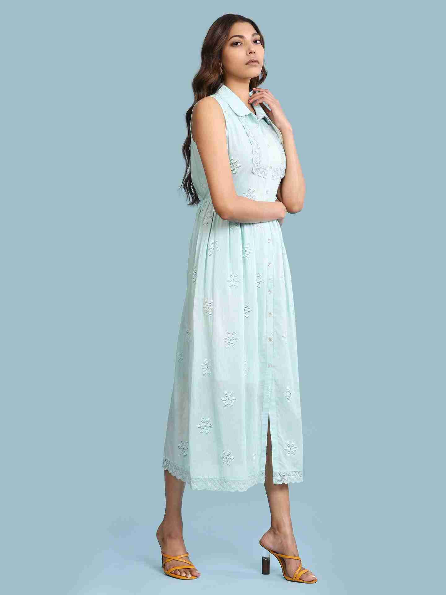 Ice Blue Arcadia Solid Long Dress