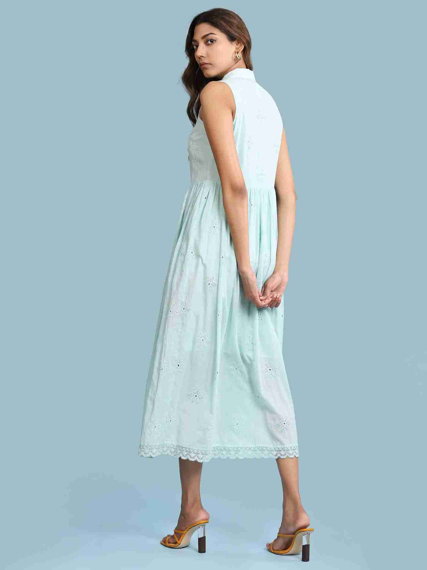 Ice Blue Arcadia Solid Long Dress