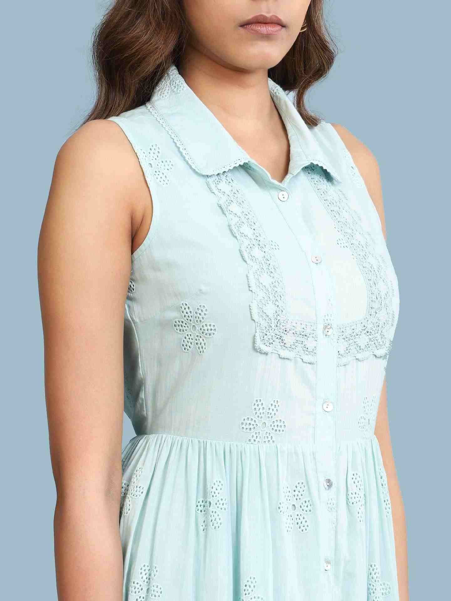 Ice Blue Arcadia Solid Long Dress