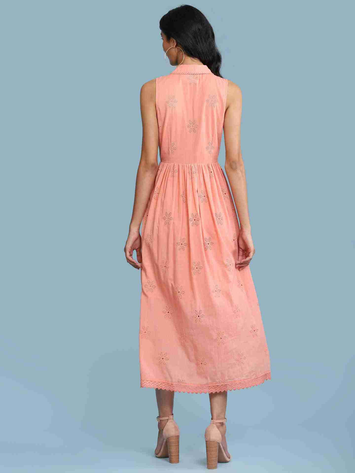 Peach Arcadia Solid Long Dress