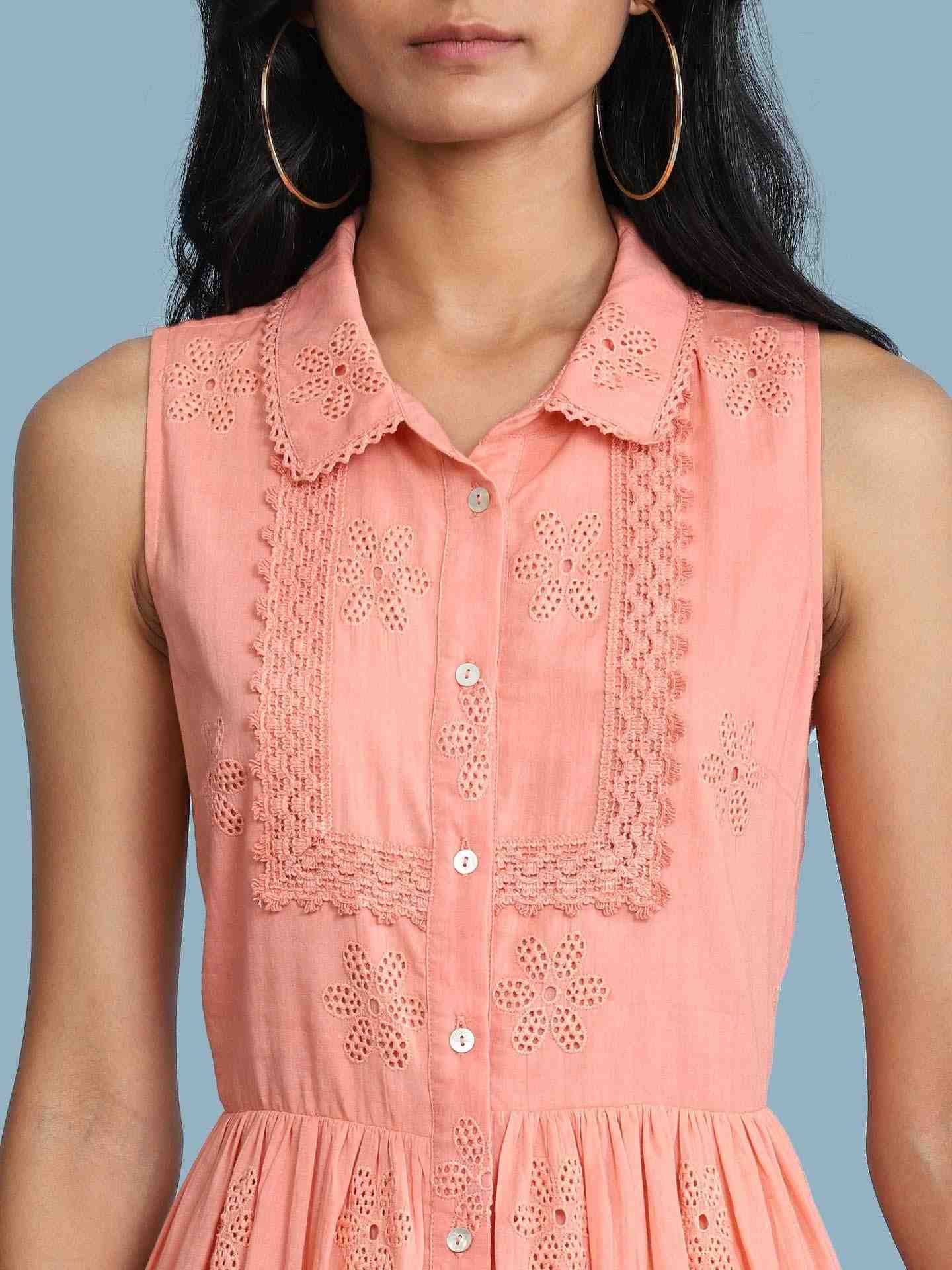 Peach Arcadia Solid Long Dress