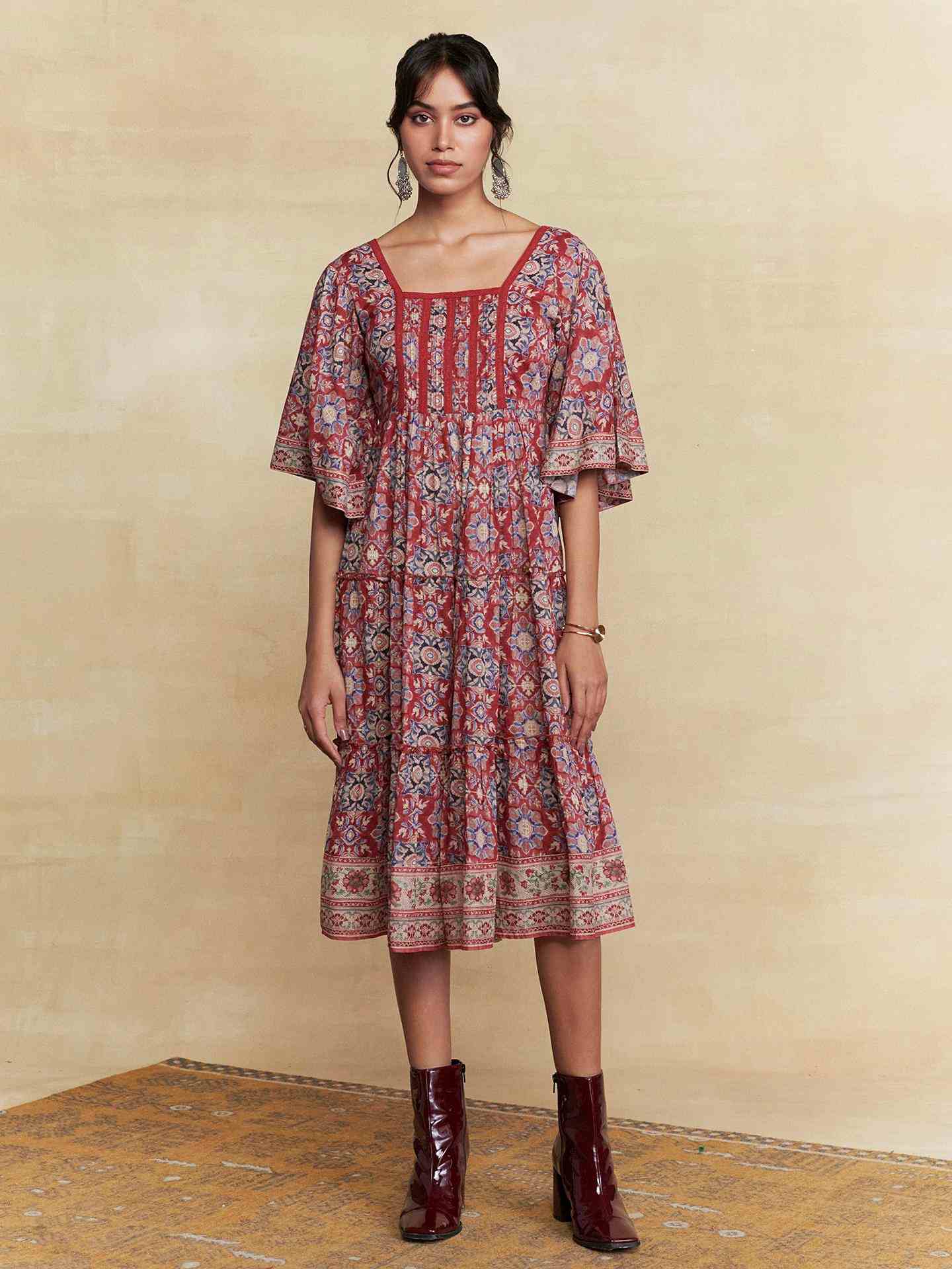 Red Dhani Midi Dress