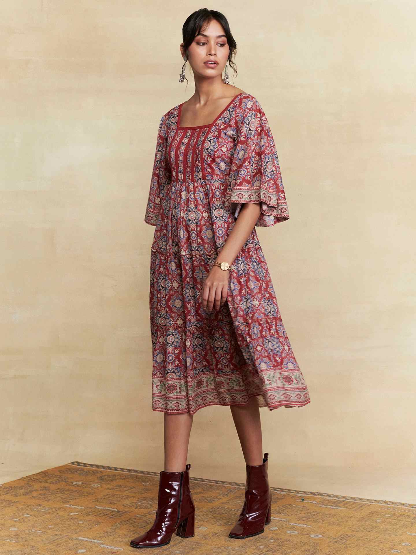 Red Dhani Midi Dress