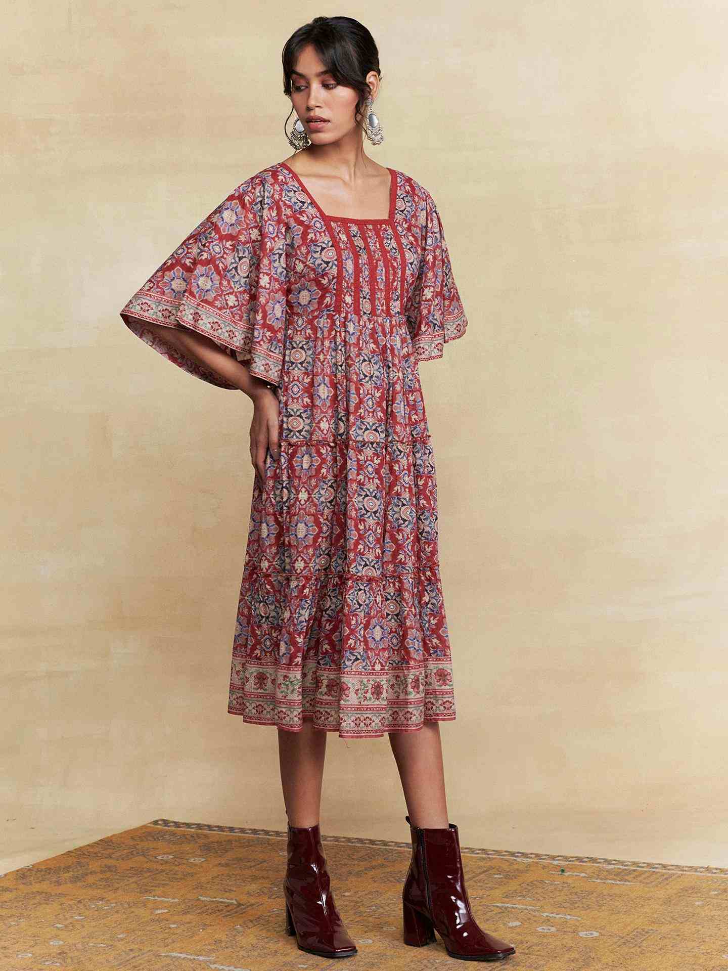 Red Dhani Midi Dress