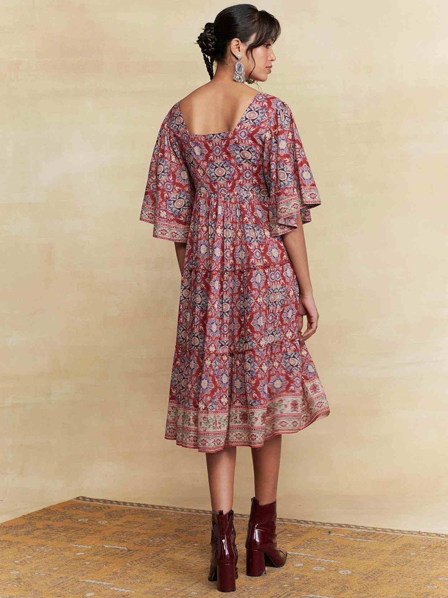 Red Dhani Midi Dress