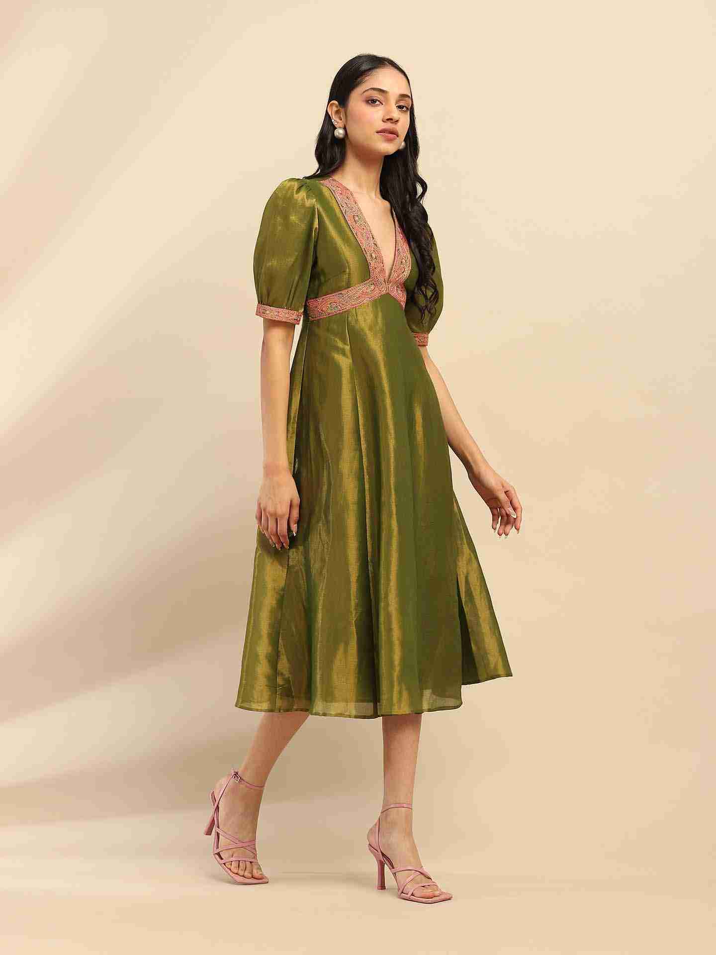 Green Sitara Midi Dress