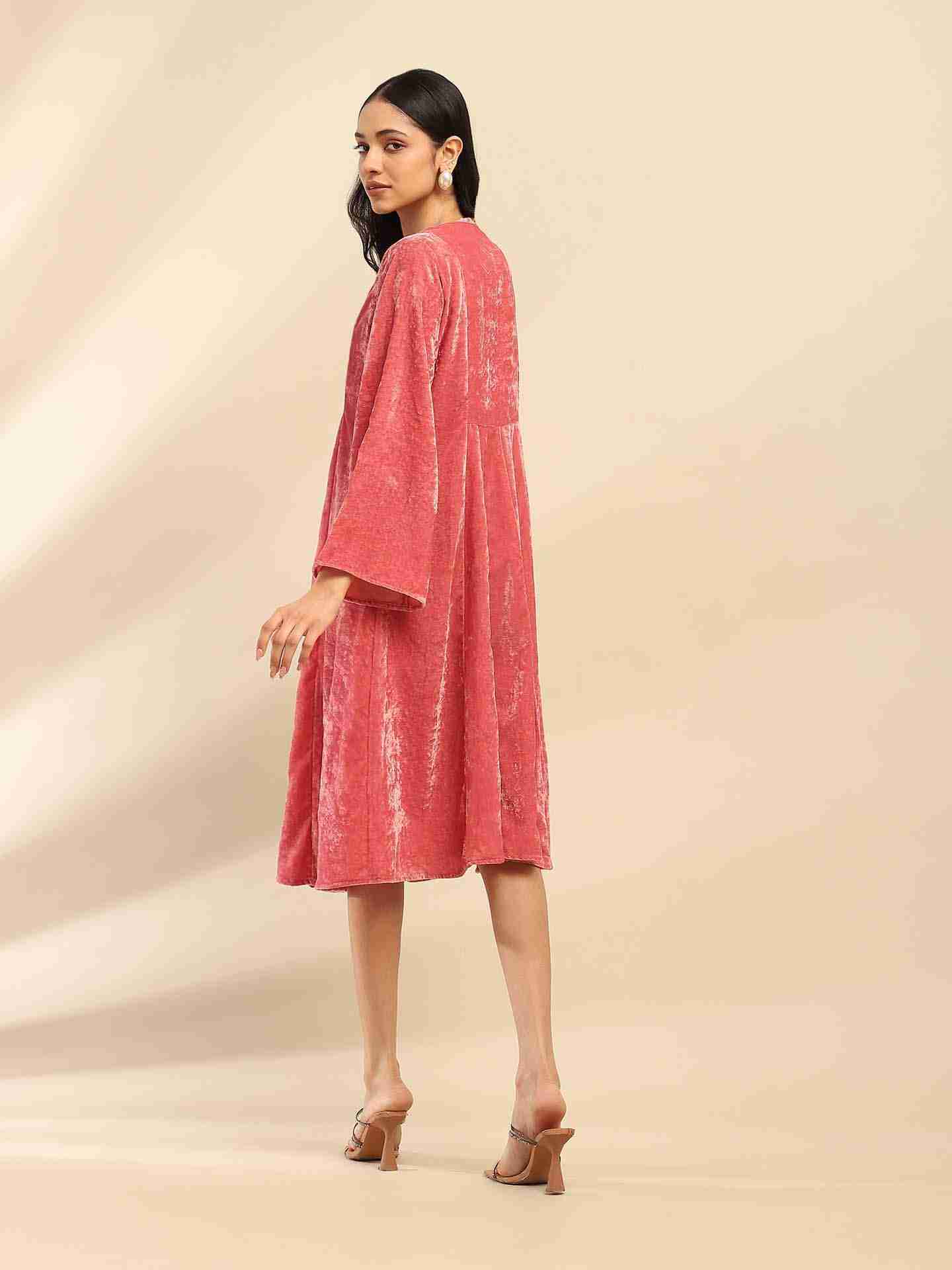 Dusky Pink Rania Velvet Dress
