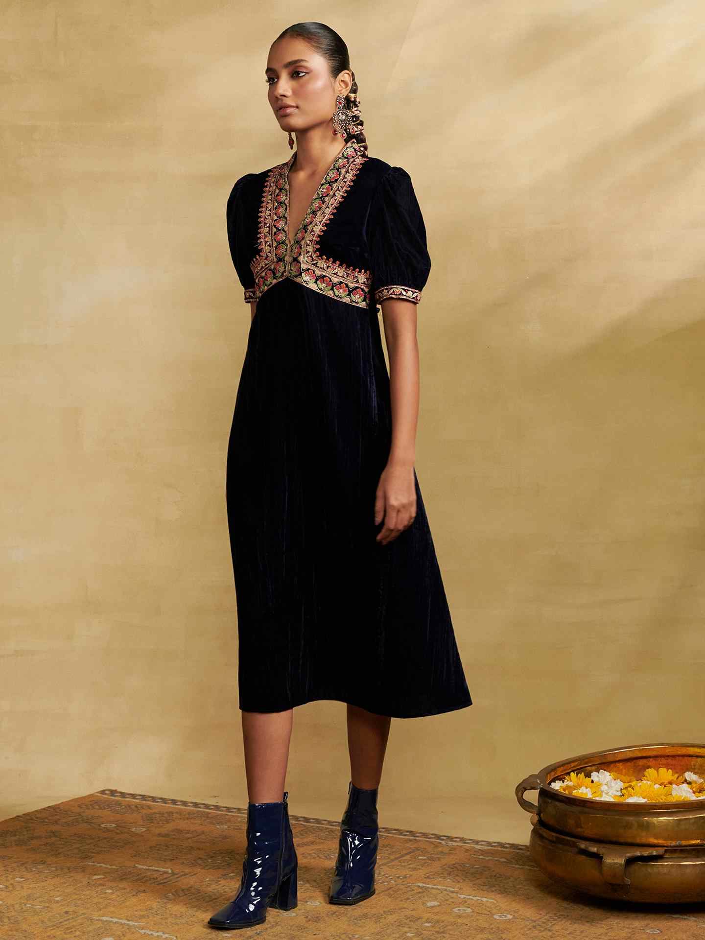 Navy Hiranmayi Festive Midi Dress