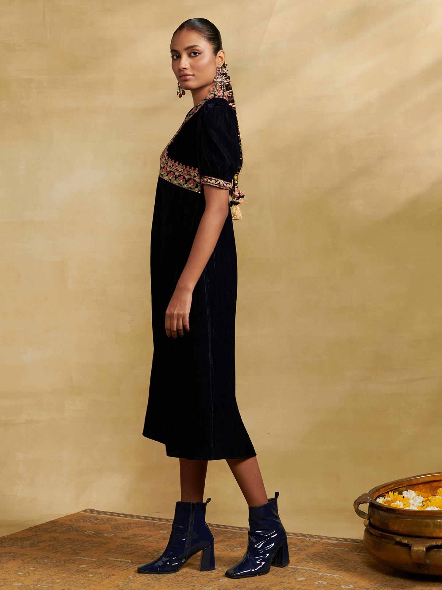 Navy Hiranmayi Festive Midi Dress