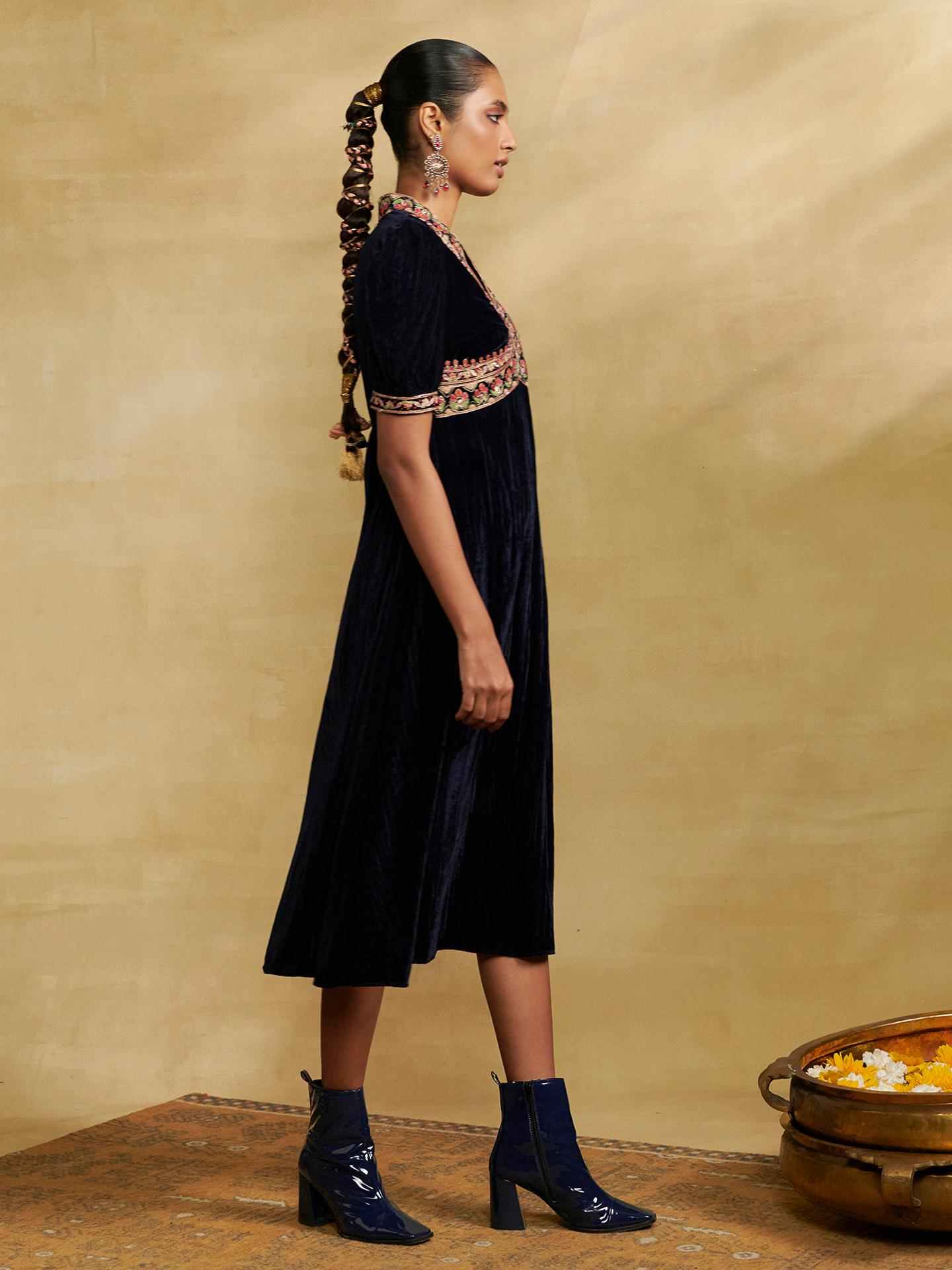 Navy Hiranmayi Festive Midi Dress