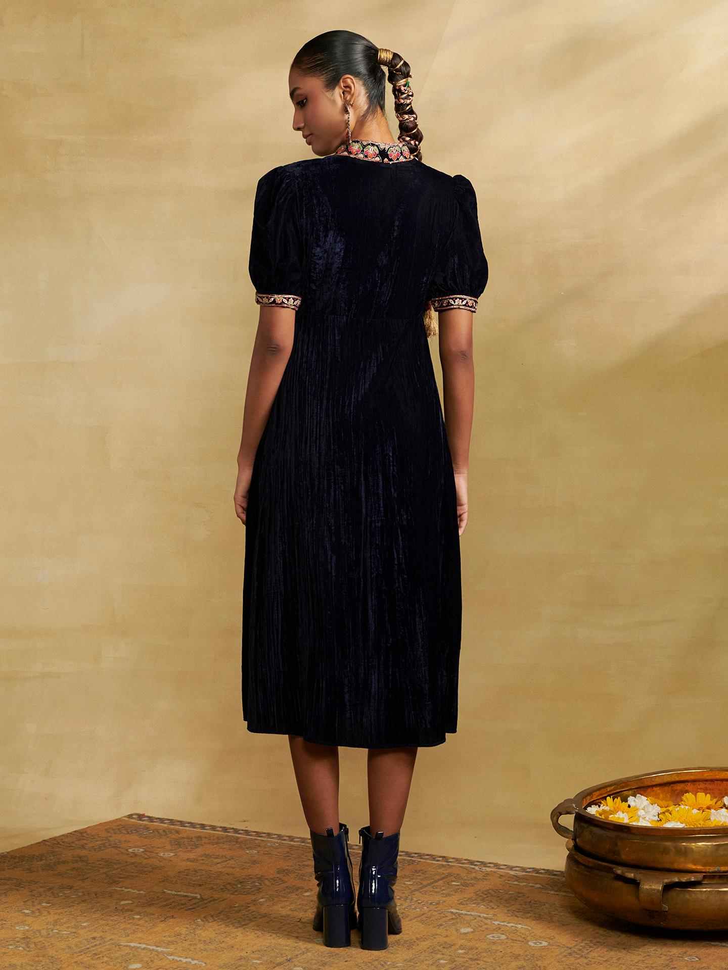 Navy Hiranmayi Festive Midi Dress