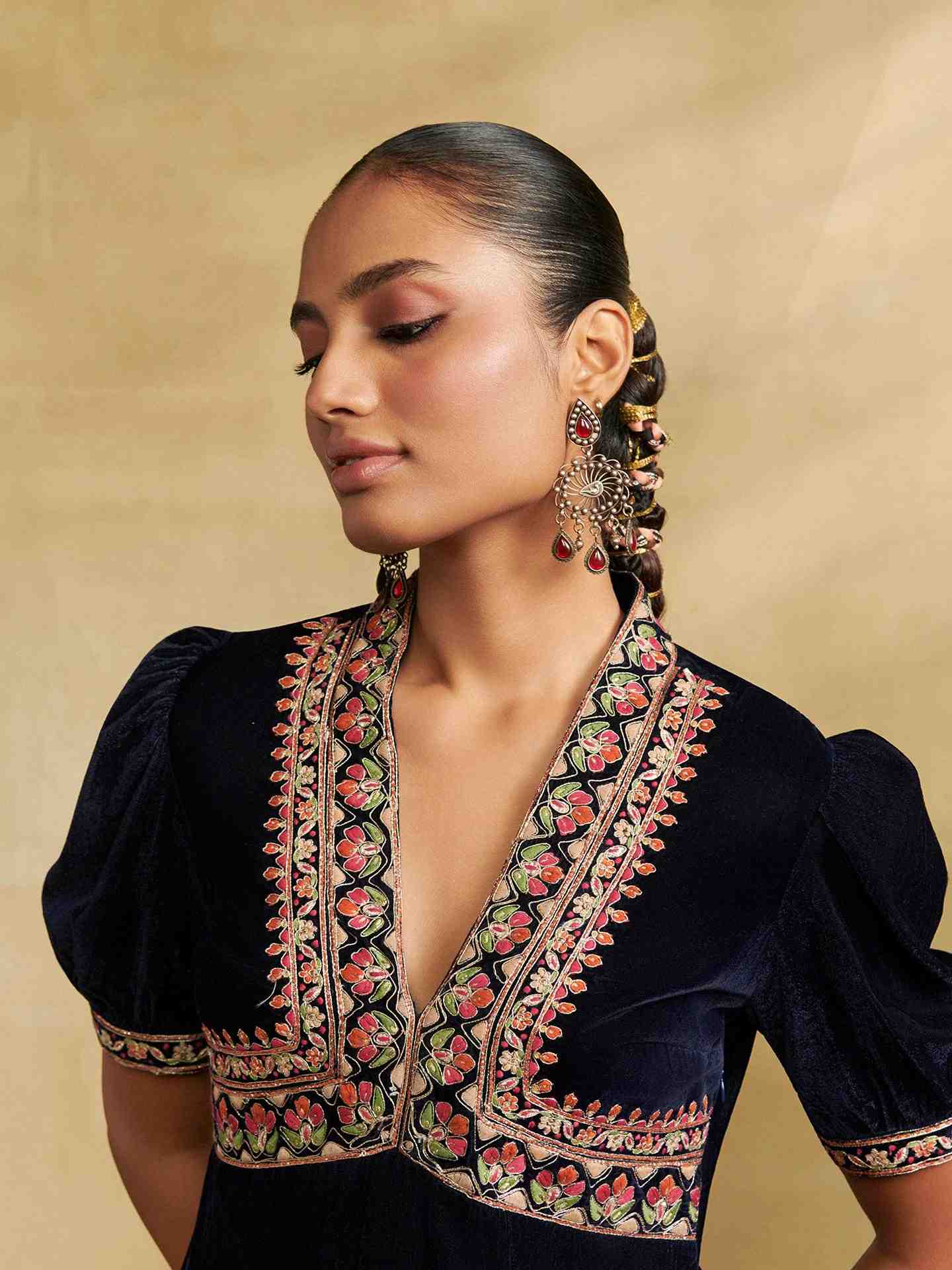 Navy Hiranmayi Festive Midi Dress
