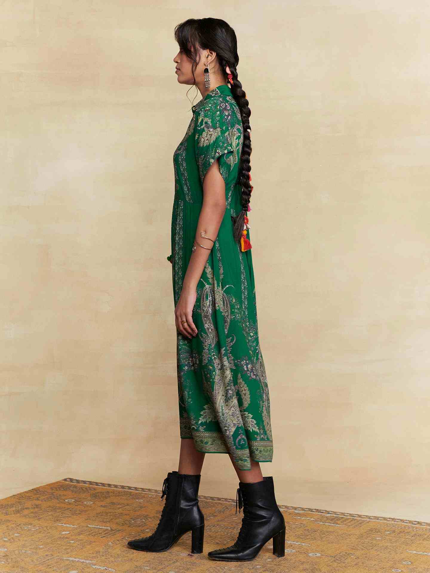 Green Tuberose Midi Dress